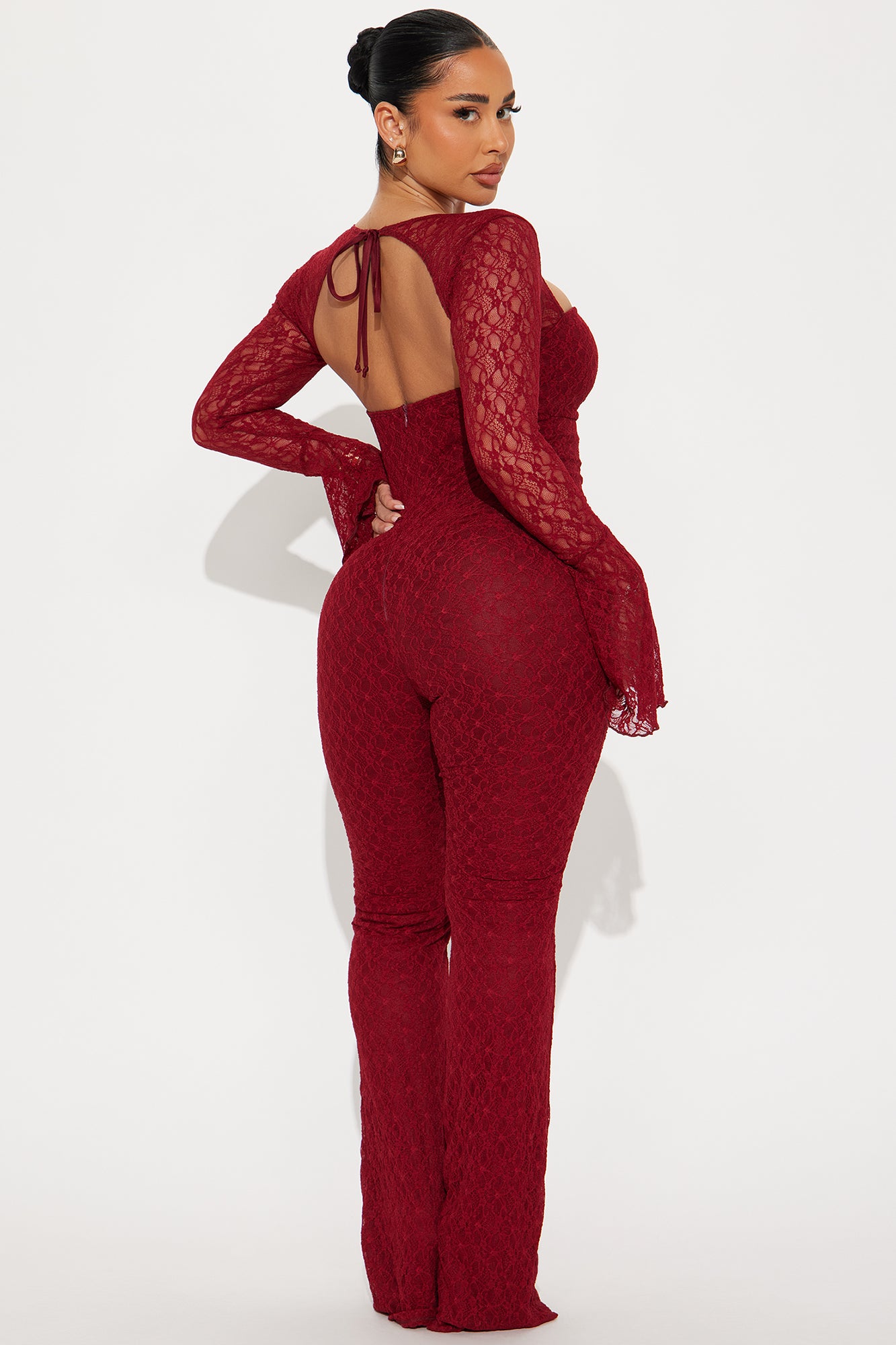 Saffron Lace Jumpsuit - Burgundy