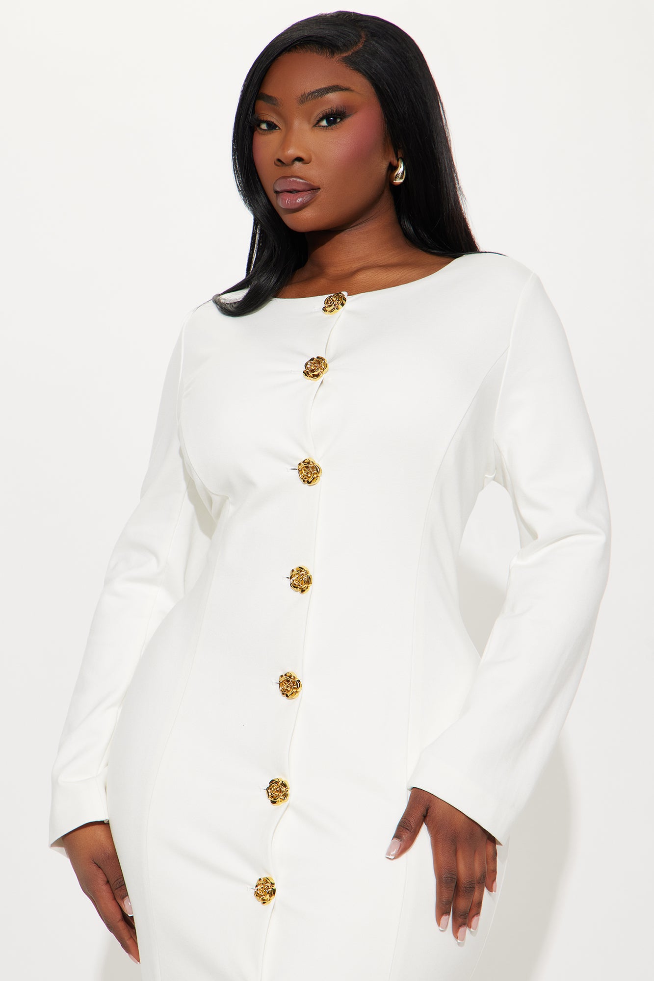 The Carla Body Sculpting Midi Dress - Ivory