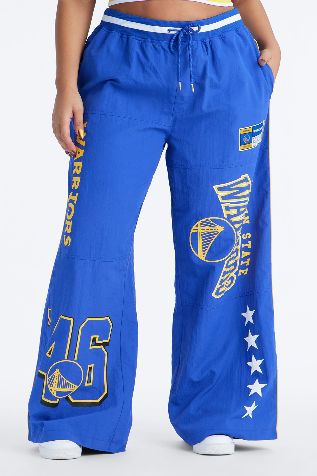 NBA Golden State Warriors Patchwork Cargo Wide Leg Pant - Royal