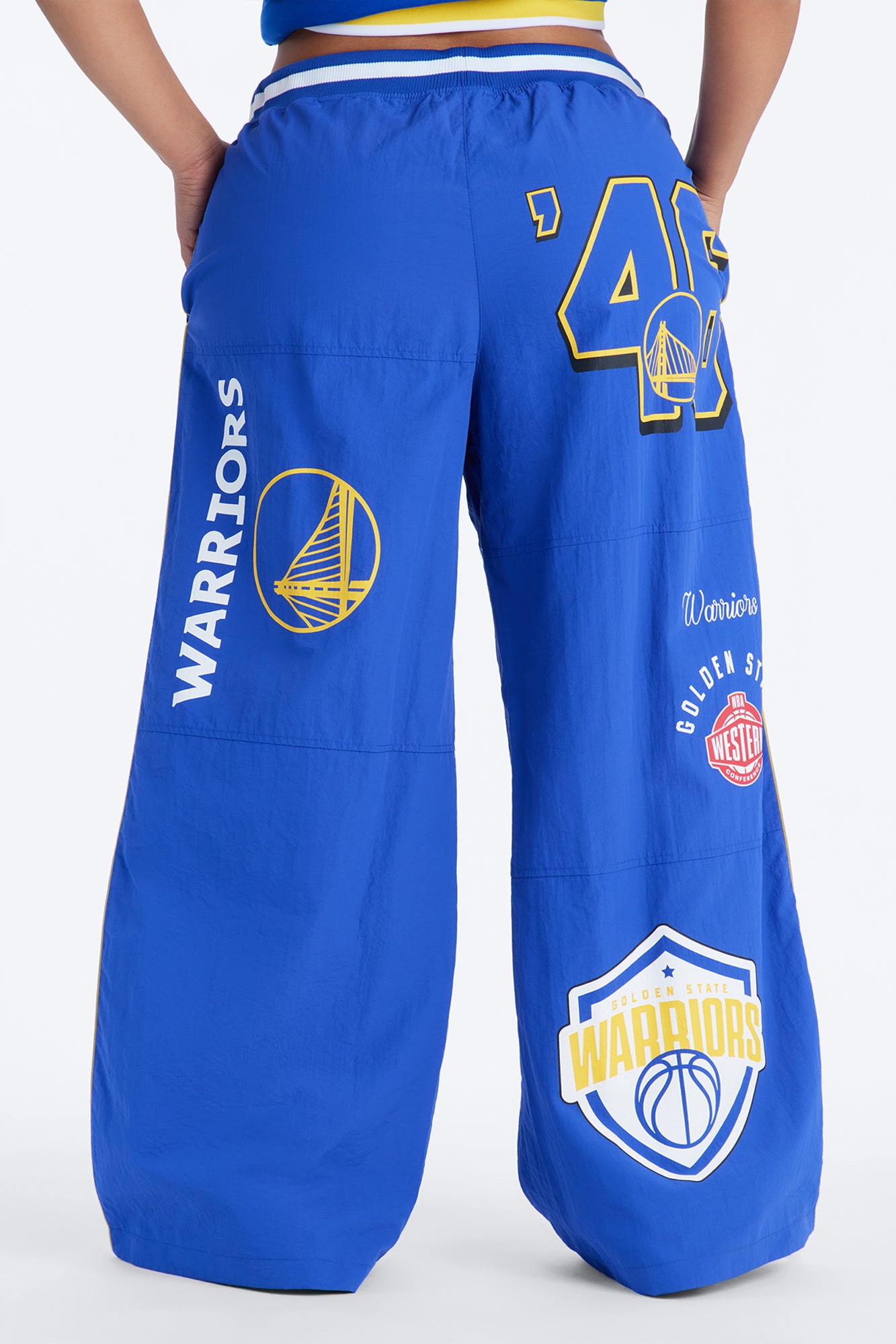 NBA Golden State Warriors Patchwork Cargo Wide Leg Pant - Royal