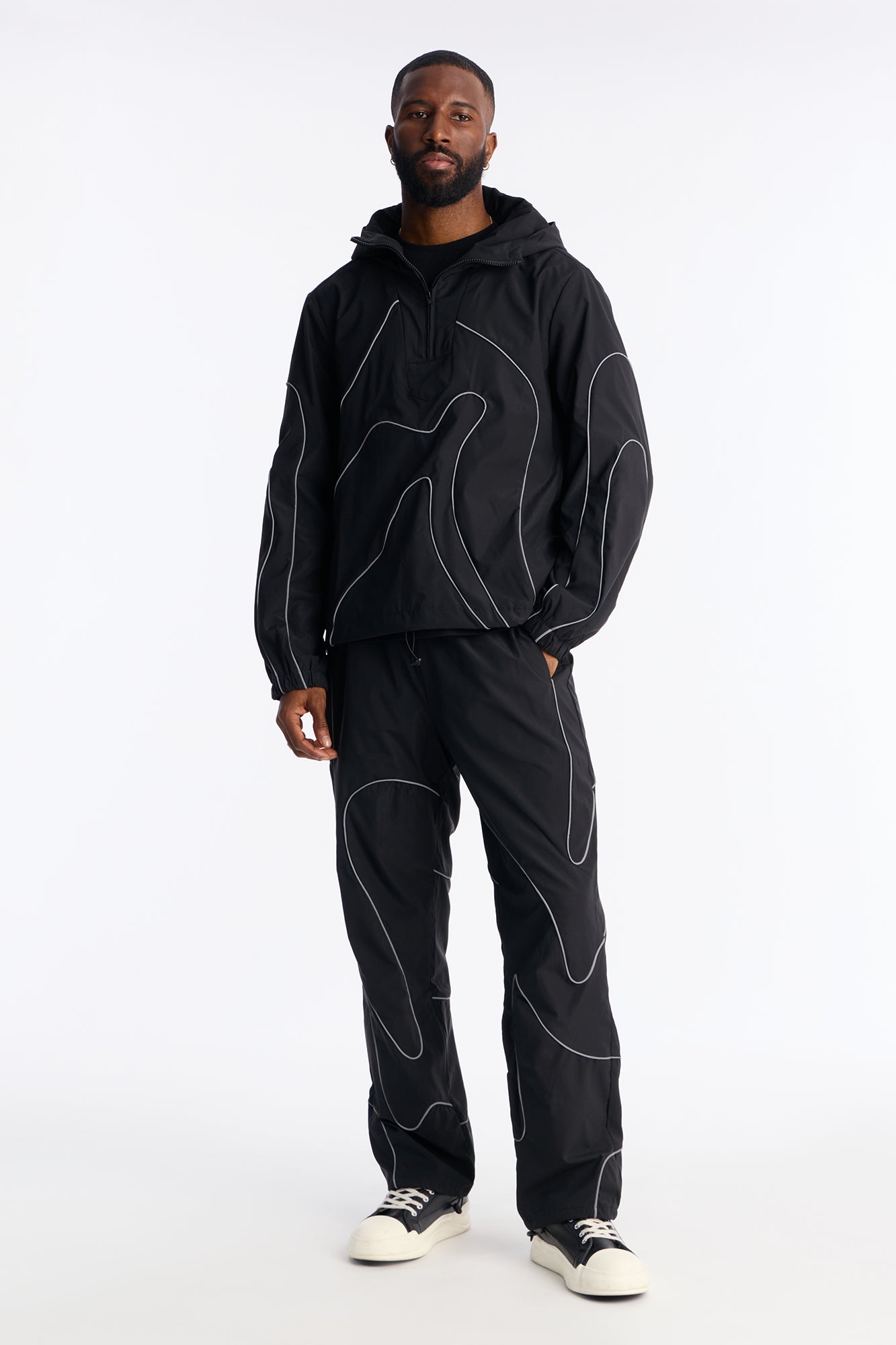 Straight Futuristic Mode Track Pant - Black
