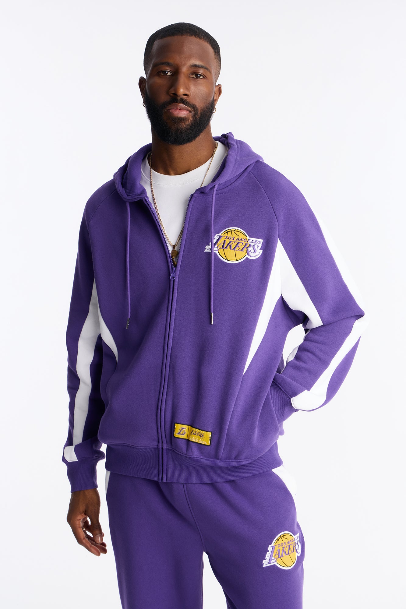 Lakers Wavey Oversized Zip Hoodie - Purple