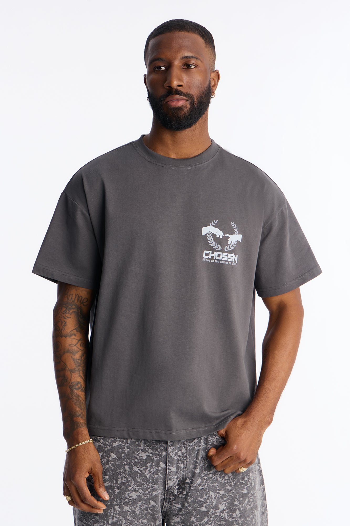 The Chosen One Oversized Premium Short Sleeve Tee - Charcoal