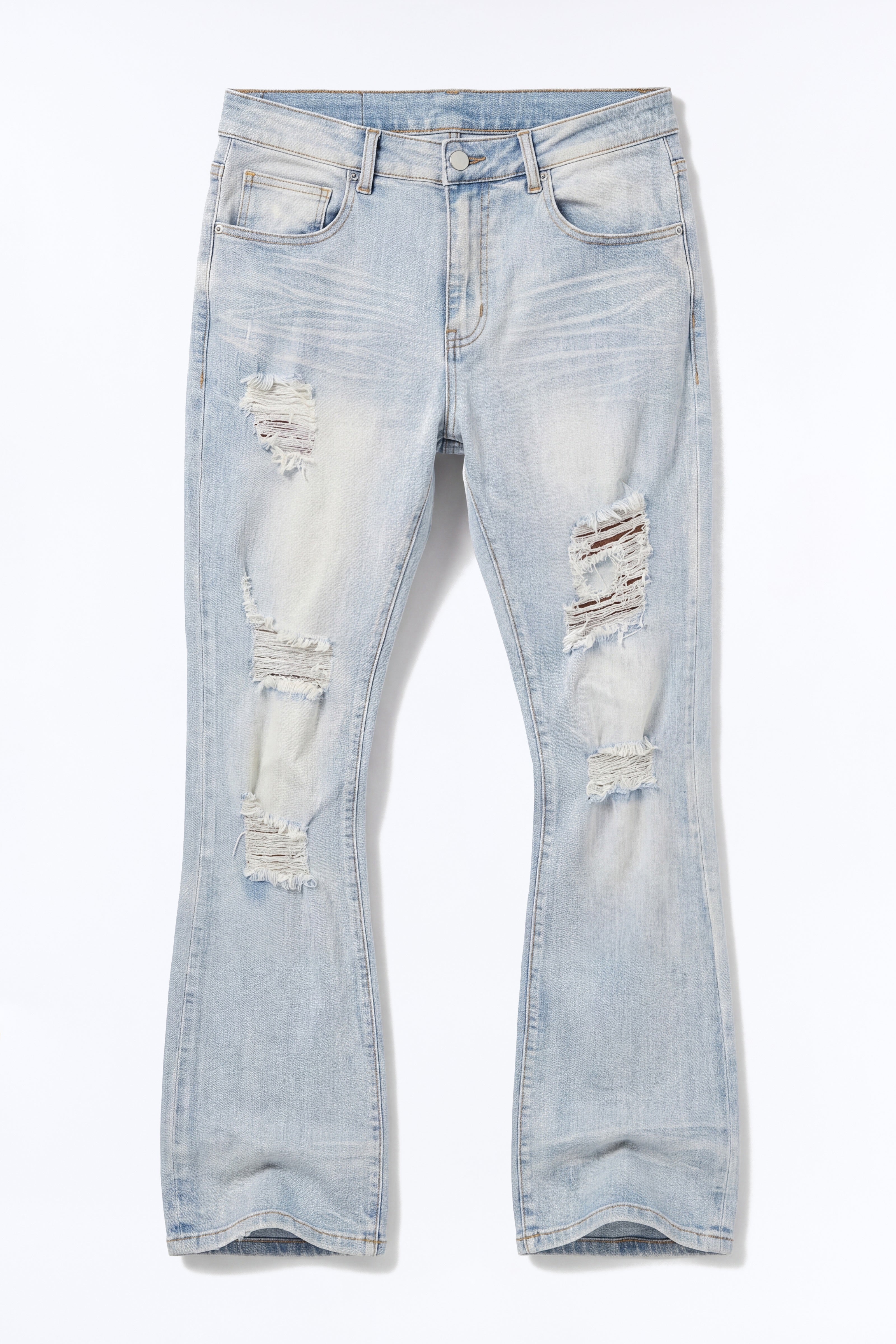 Stacked Skinny Flare Ripped Legacy Jeans - Light Wash