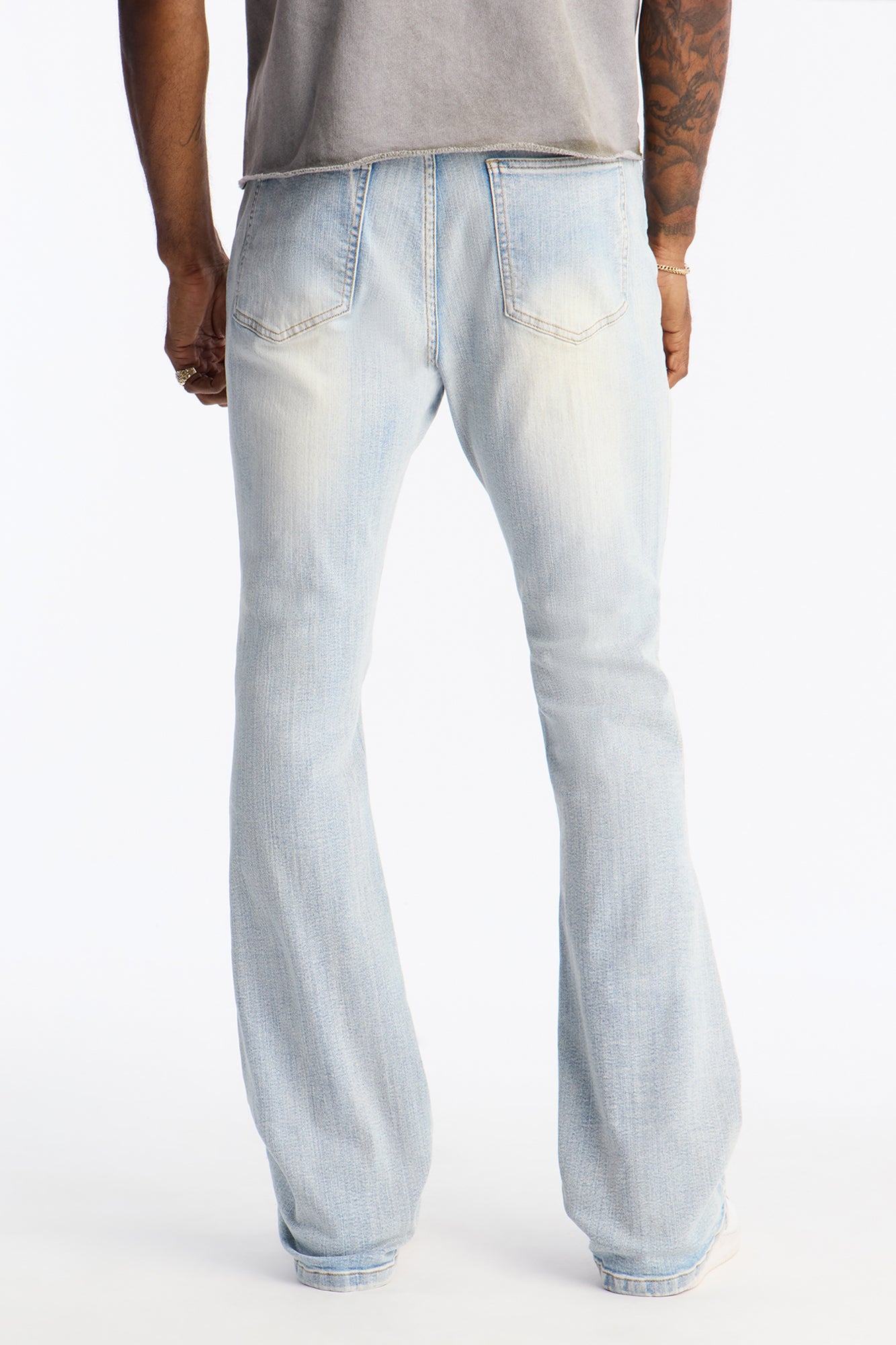 Stacked Skinny Flare Ripped Legacy Jeans - Light Wash