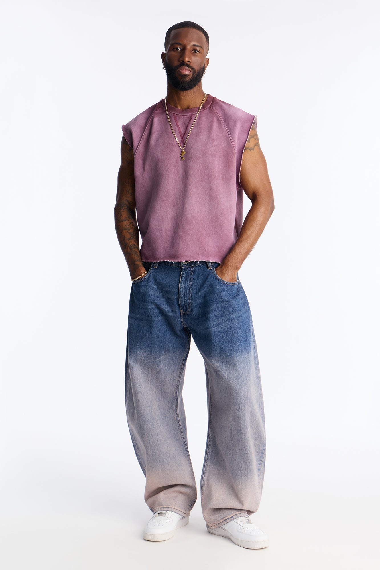 Barrel Into Me Ombre Jean - Medium Blue Wash