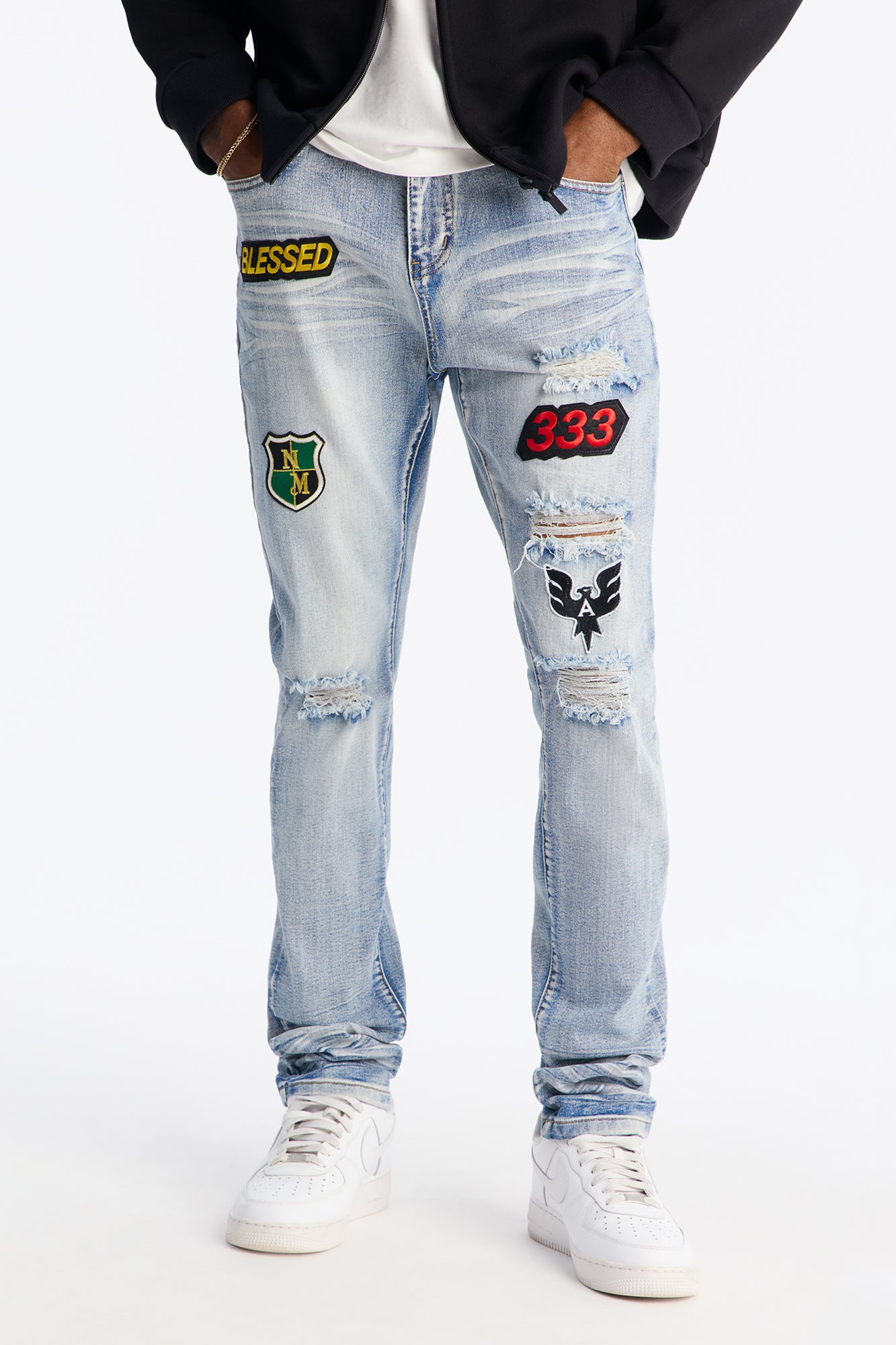 Stacked Skinny Urban Mend Jeans - Light Wash