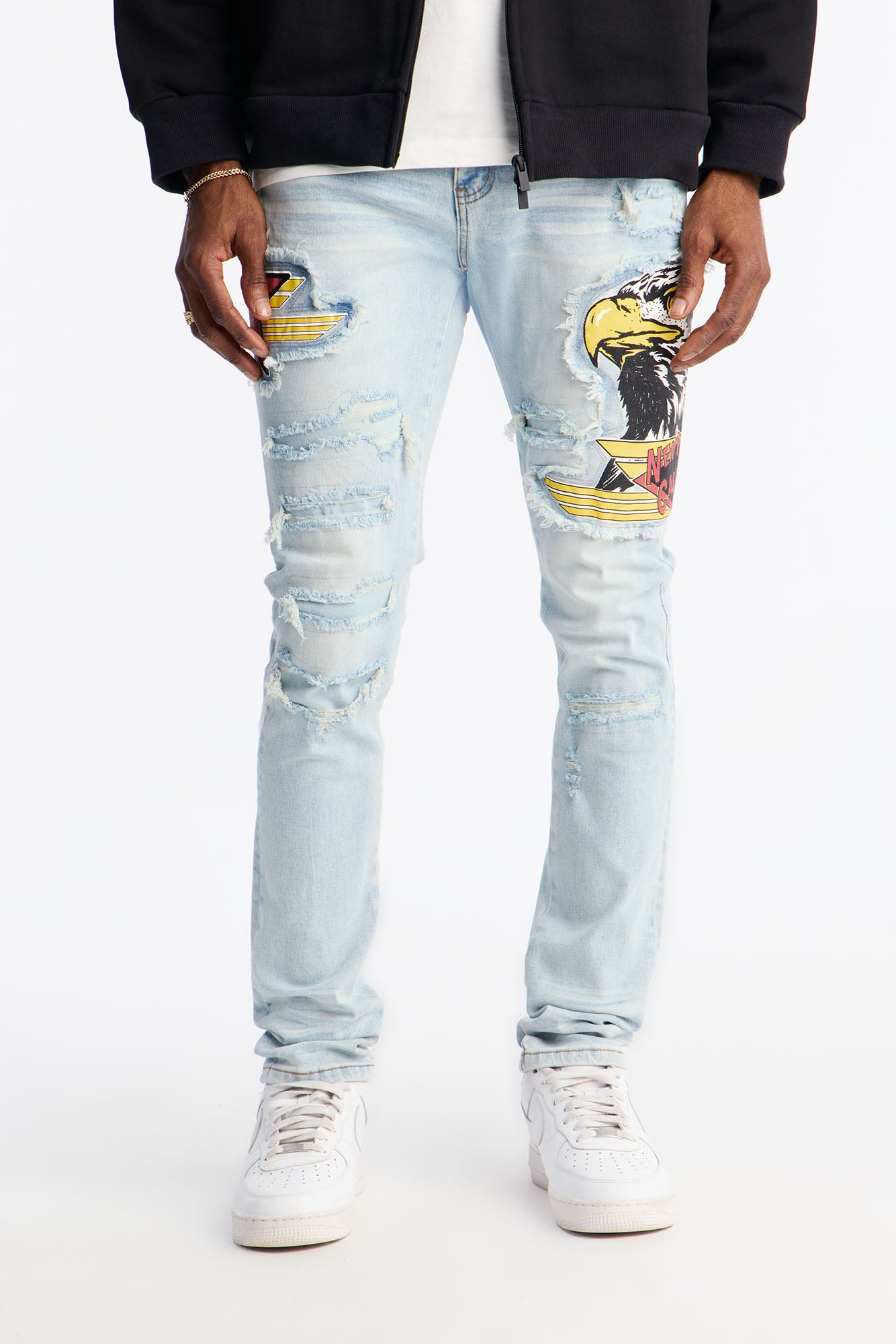 Stacked Skinny Eagle Flight Jean - Light Wash