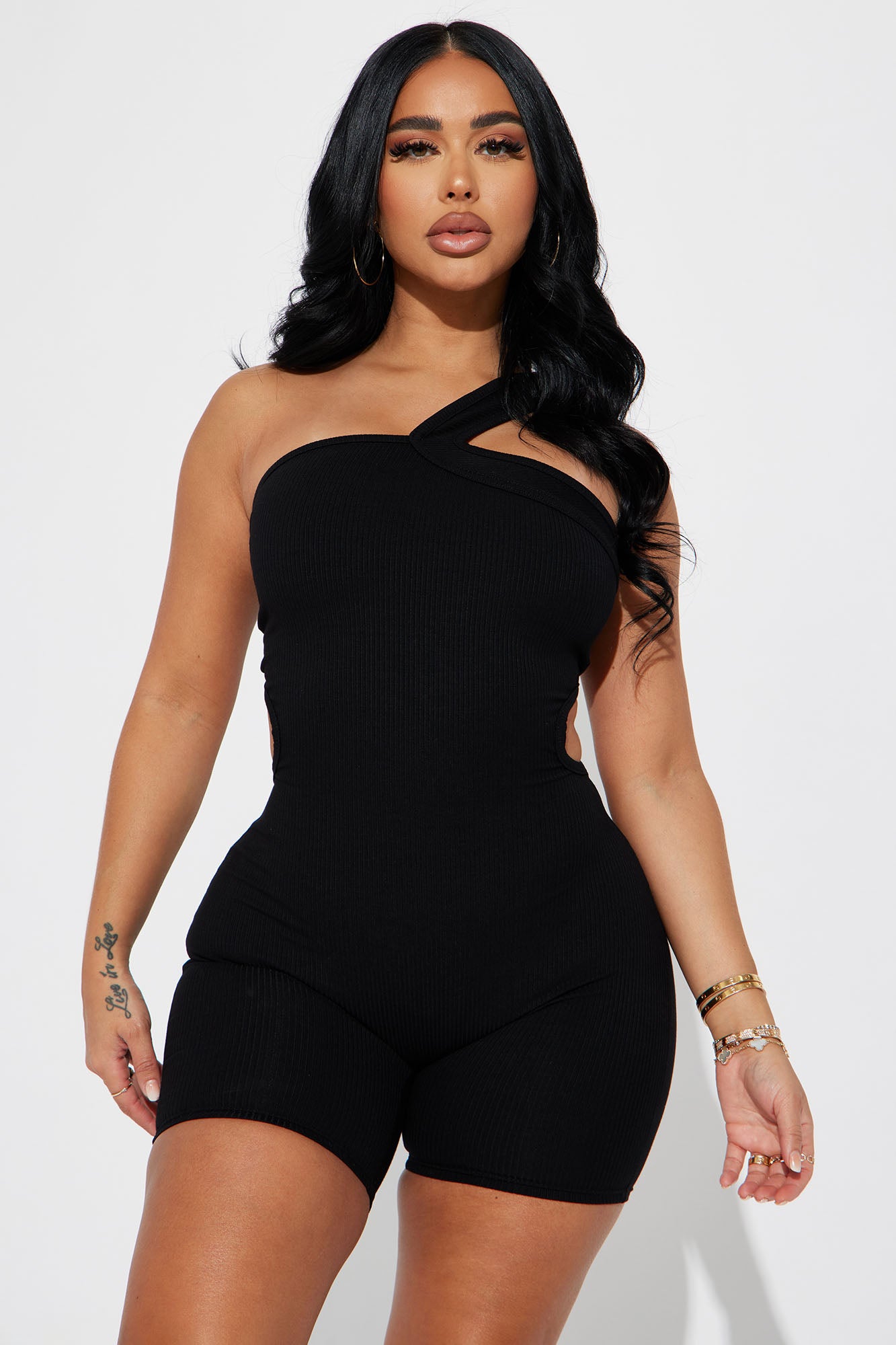 Mila Ribbed Romper - Black