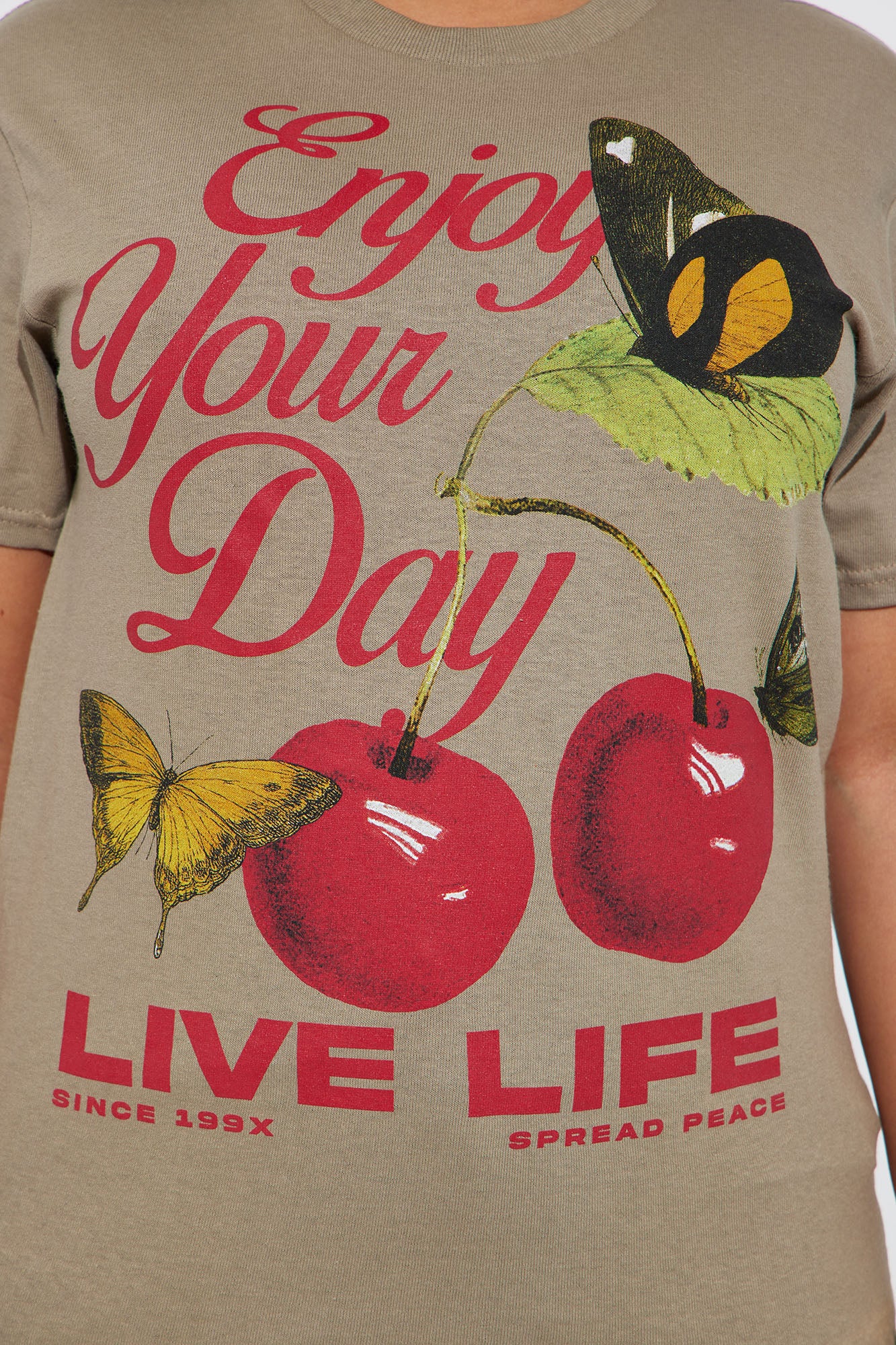 Enjoy Your Day Graphic Tee - Taupe