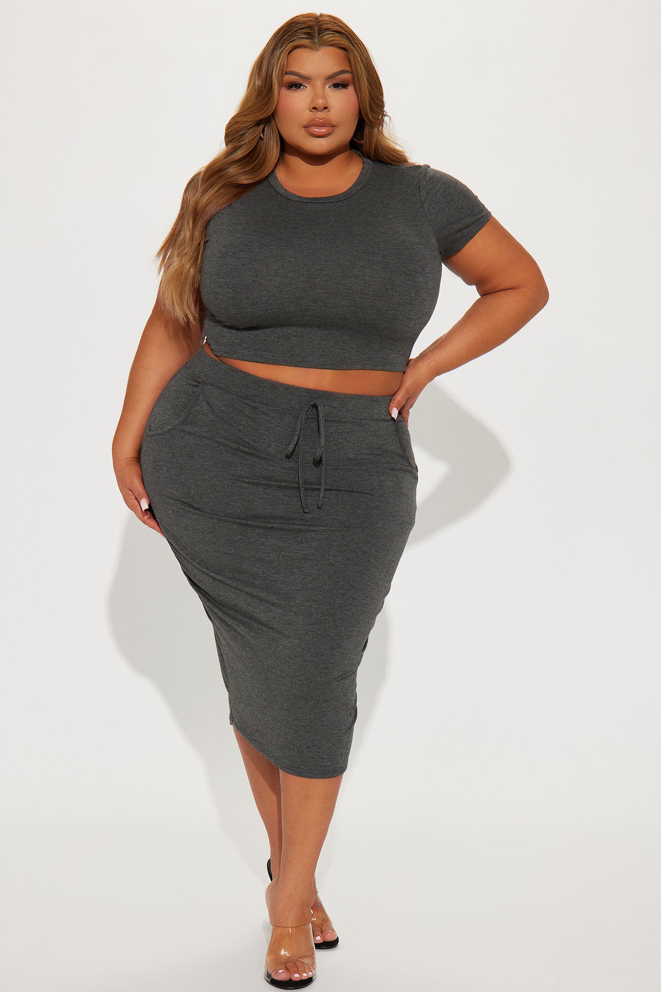 Casual Lover Skirt Set - Charcoal