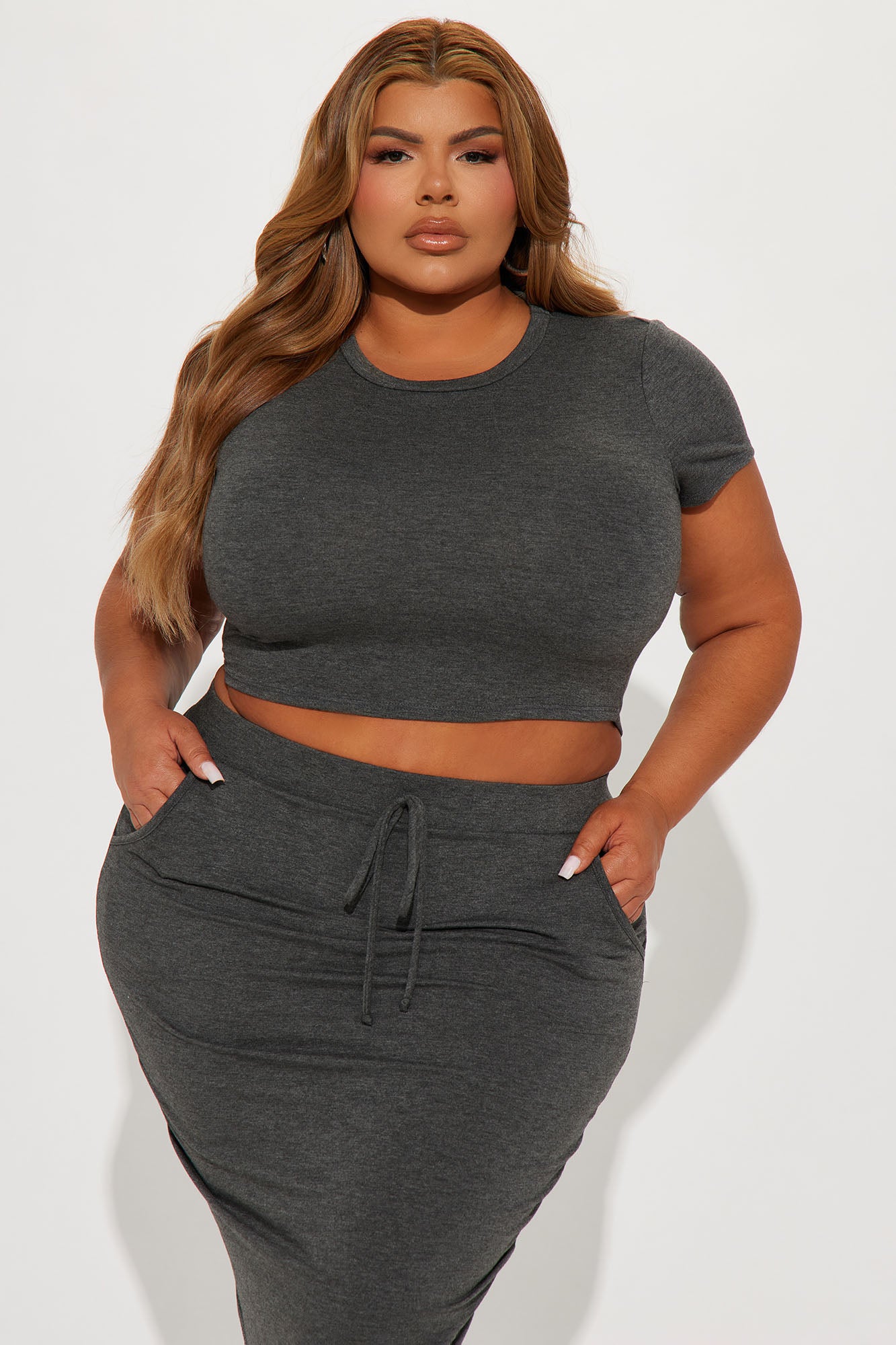 Casual Lover Skirt Set - Charcoal