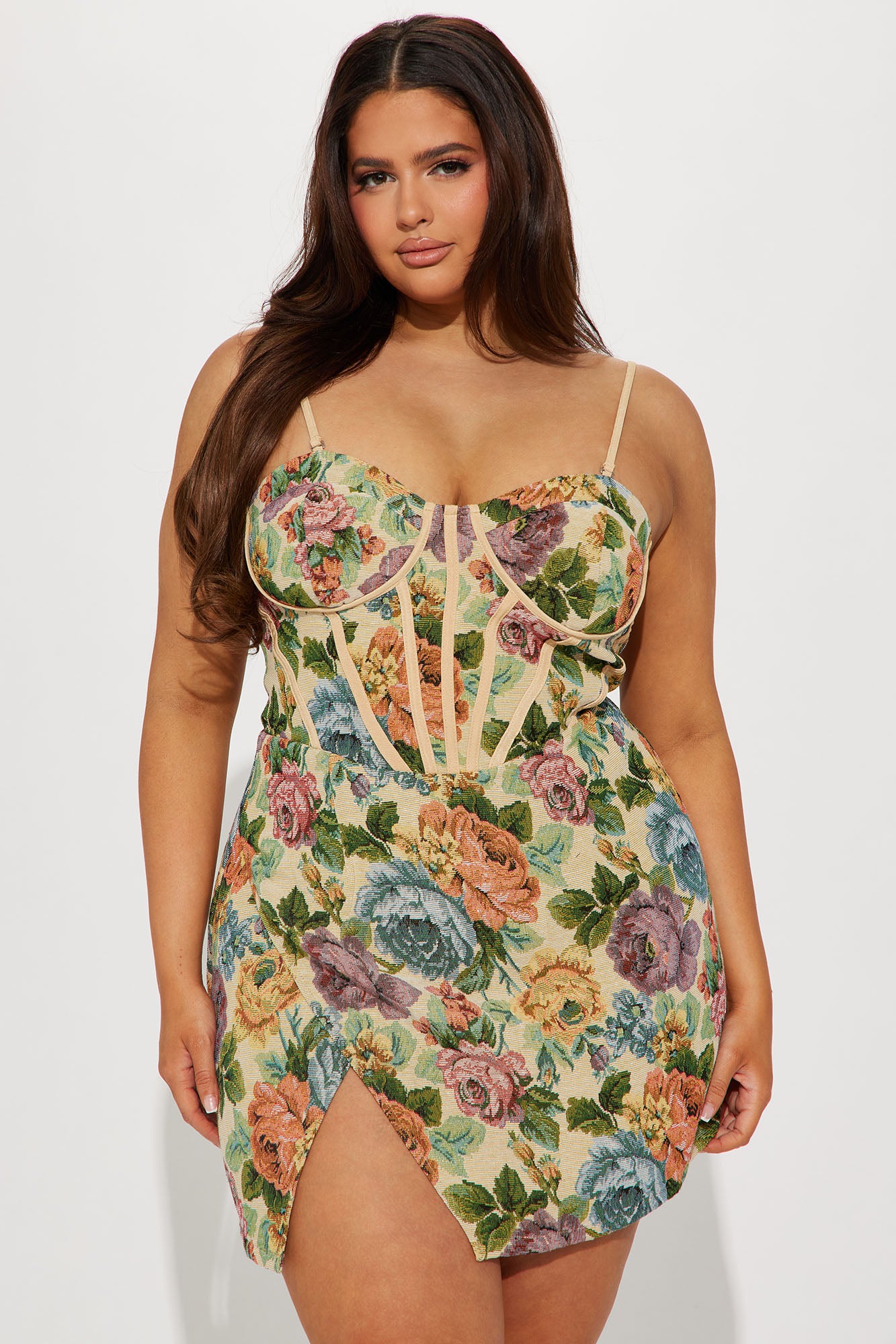 Royal And Rich Corset Mini Dress - Taupe/combo
