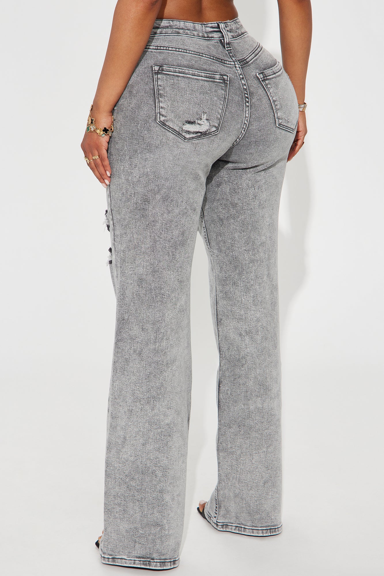 Remi Ripped Stretch Baggy Jeans - Grey