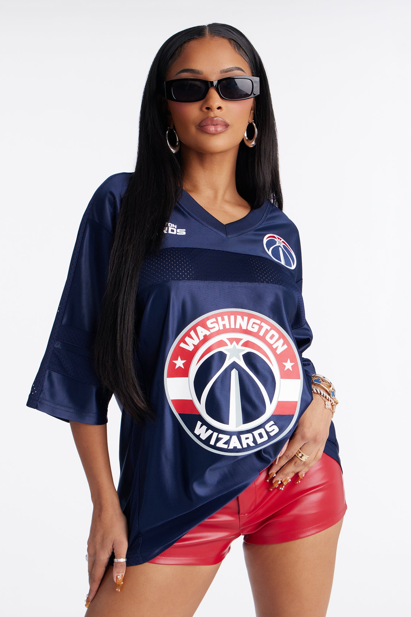 NBA Wizards Oversized Mesh Tee - Navy