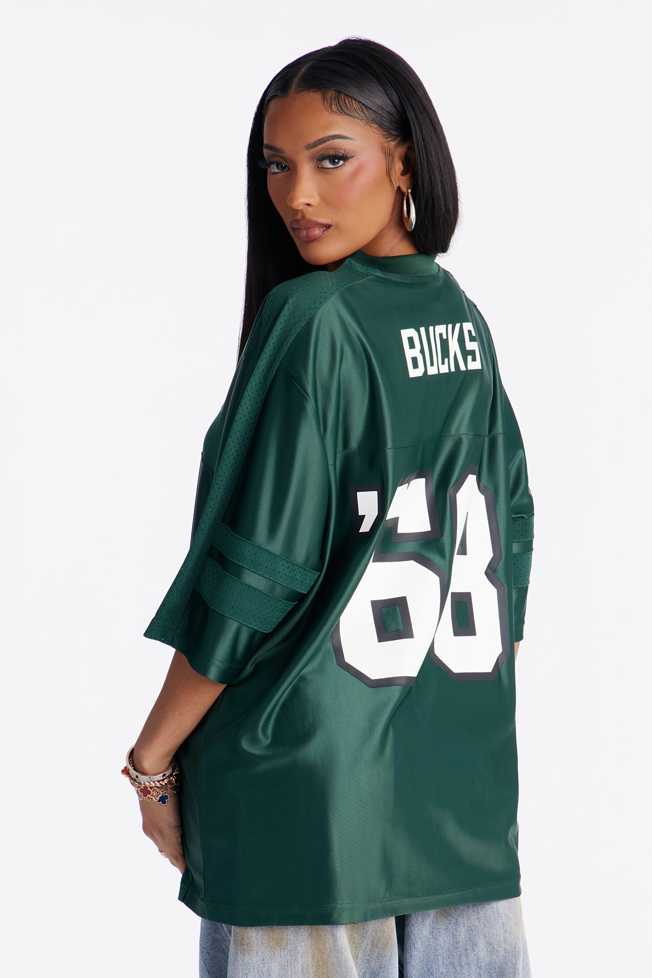 NBA Bucks Oversized Mesh Tee - Hunter