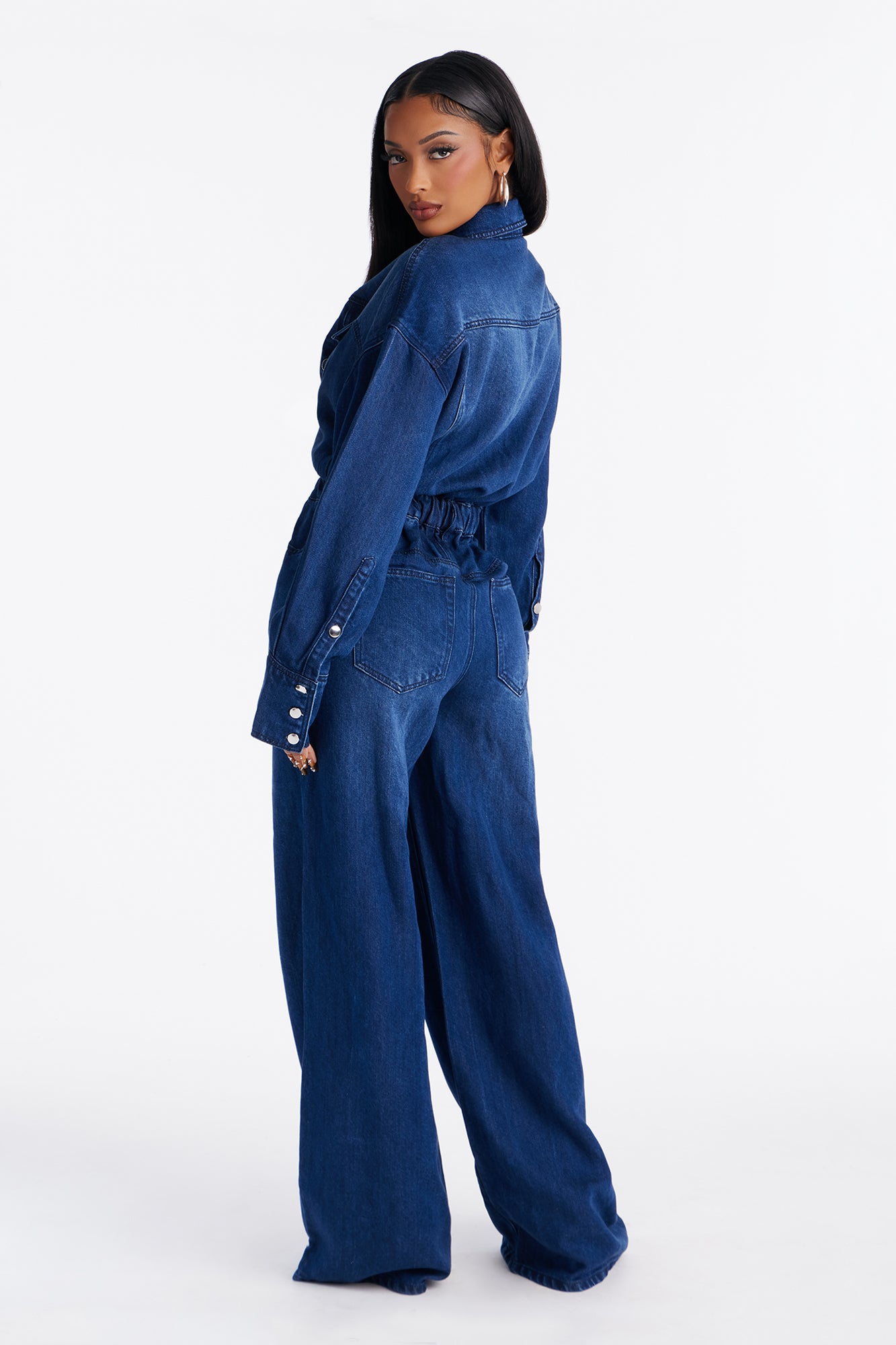 Gracelyn Denim Wide Leg Jumpsuit - Dark Wash