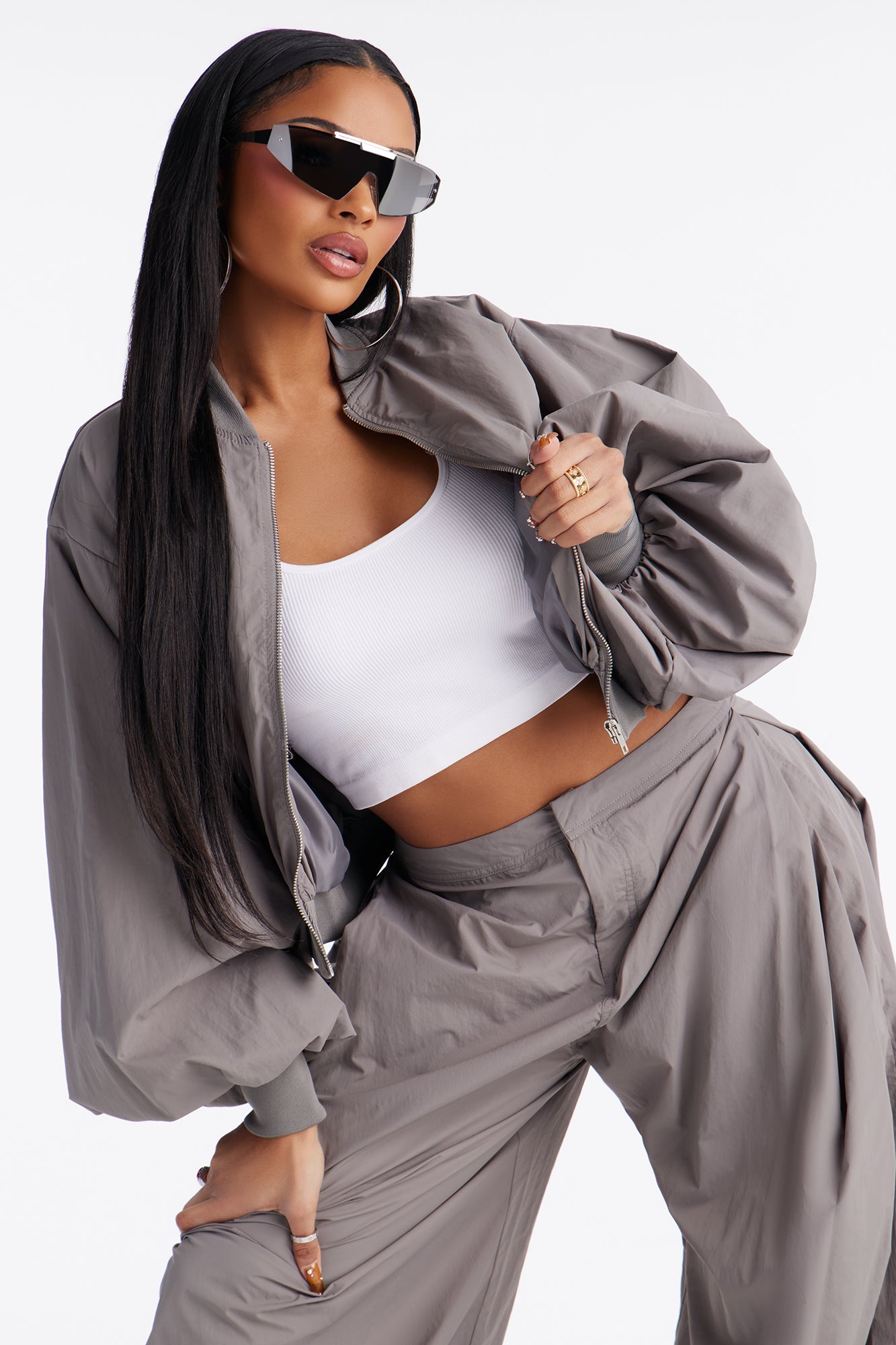 Do Not Disturb Mode Windbreaker Jacket - Grey