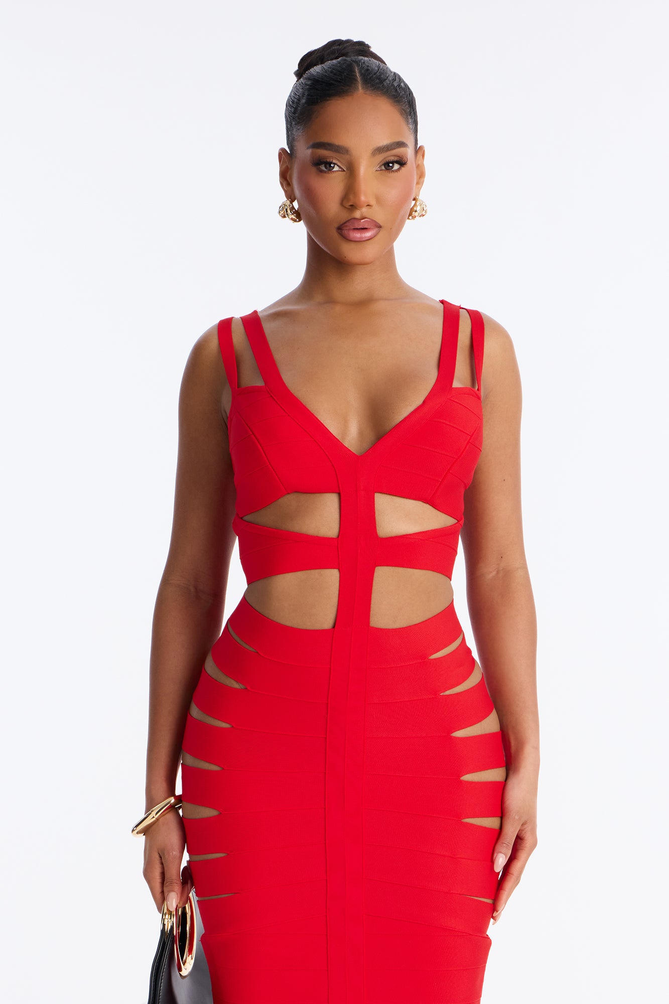 Love Me Not Bandage Midi Dress - Red