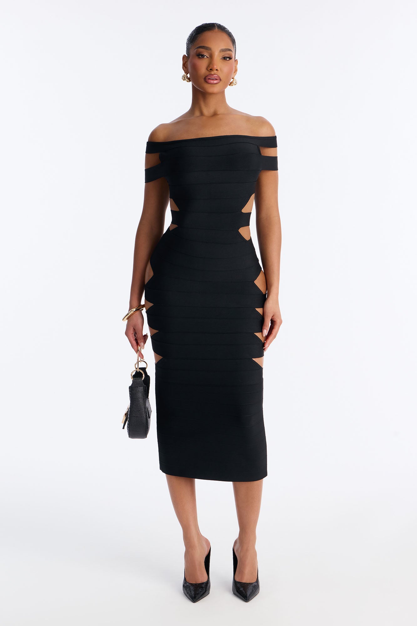 Flirt Alert Bandage Midi Dress - Black
