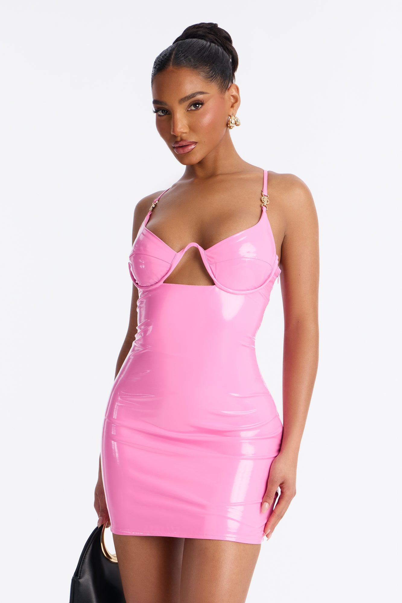 Read My Lips Latex Mini Dress - Pink