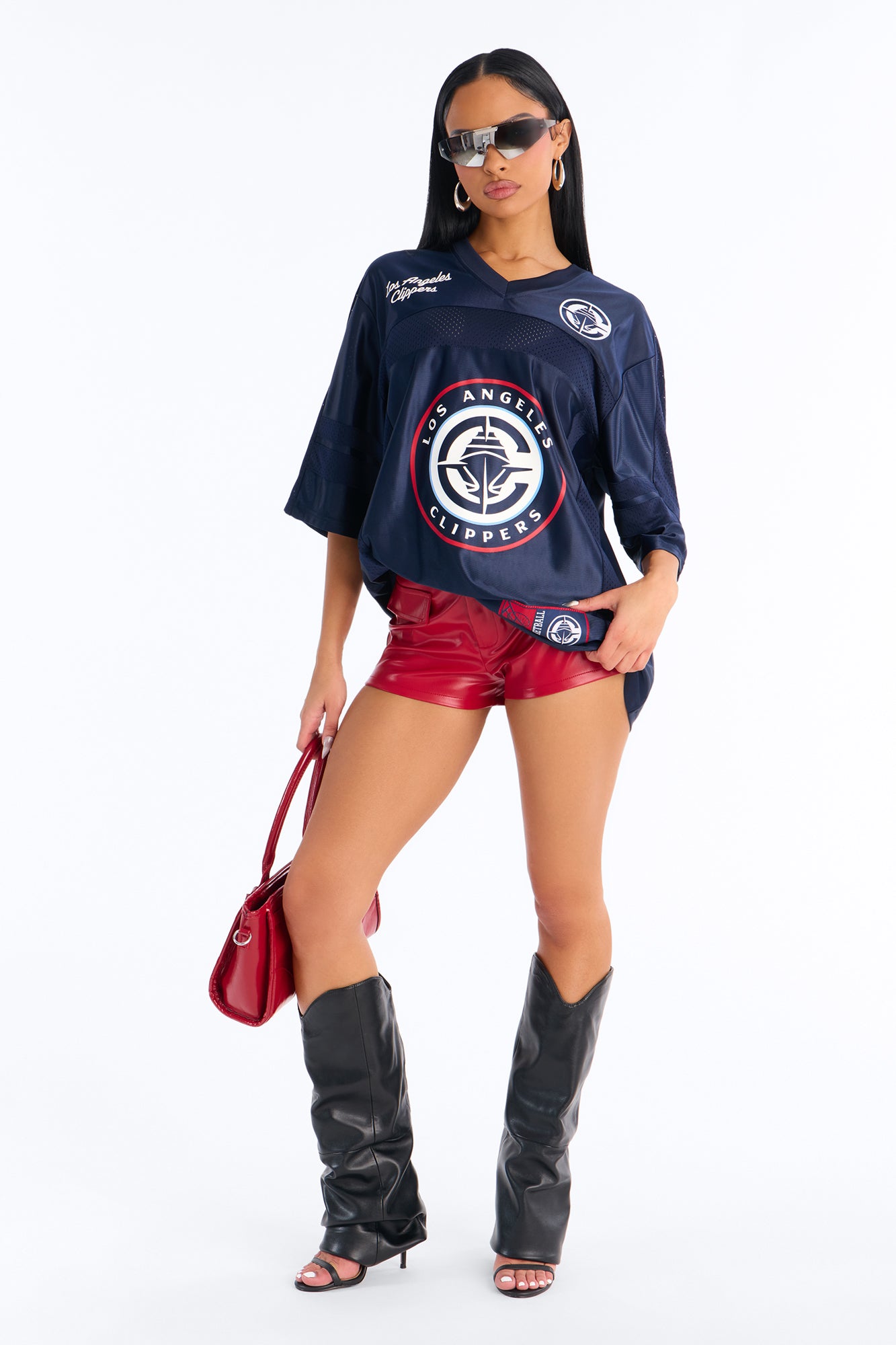NBA Clippers Oversized Mesh Tee - Navy