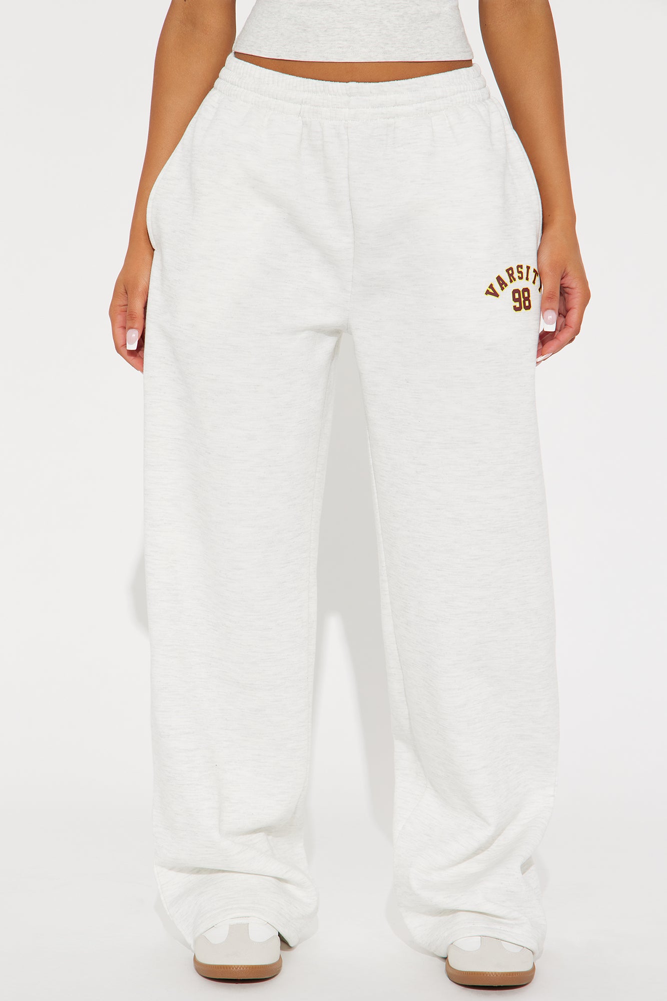 Izabel 98 Varsity Wide Leg Pant - Heather Grey