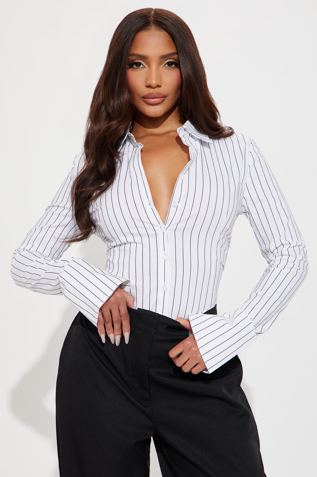 No Time To Chat Striped Poplin Shirt - White/Black