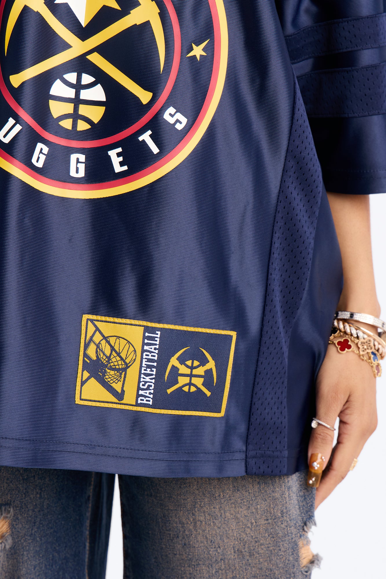 NBA Nuggets Oversized Mesh Tee - Navy