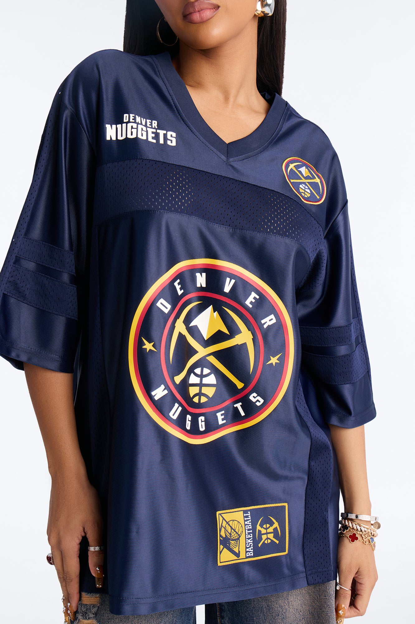 NBA Nuggets Oversized Mesh Tee - Navy