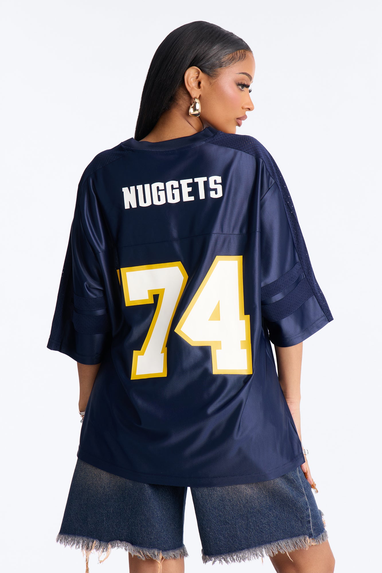 NBA Nuggets Oversized Mesh Tee - Navy
