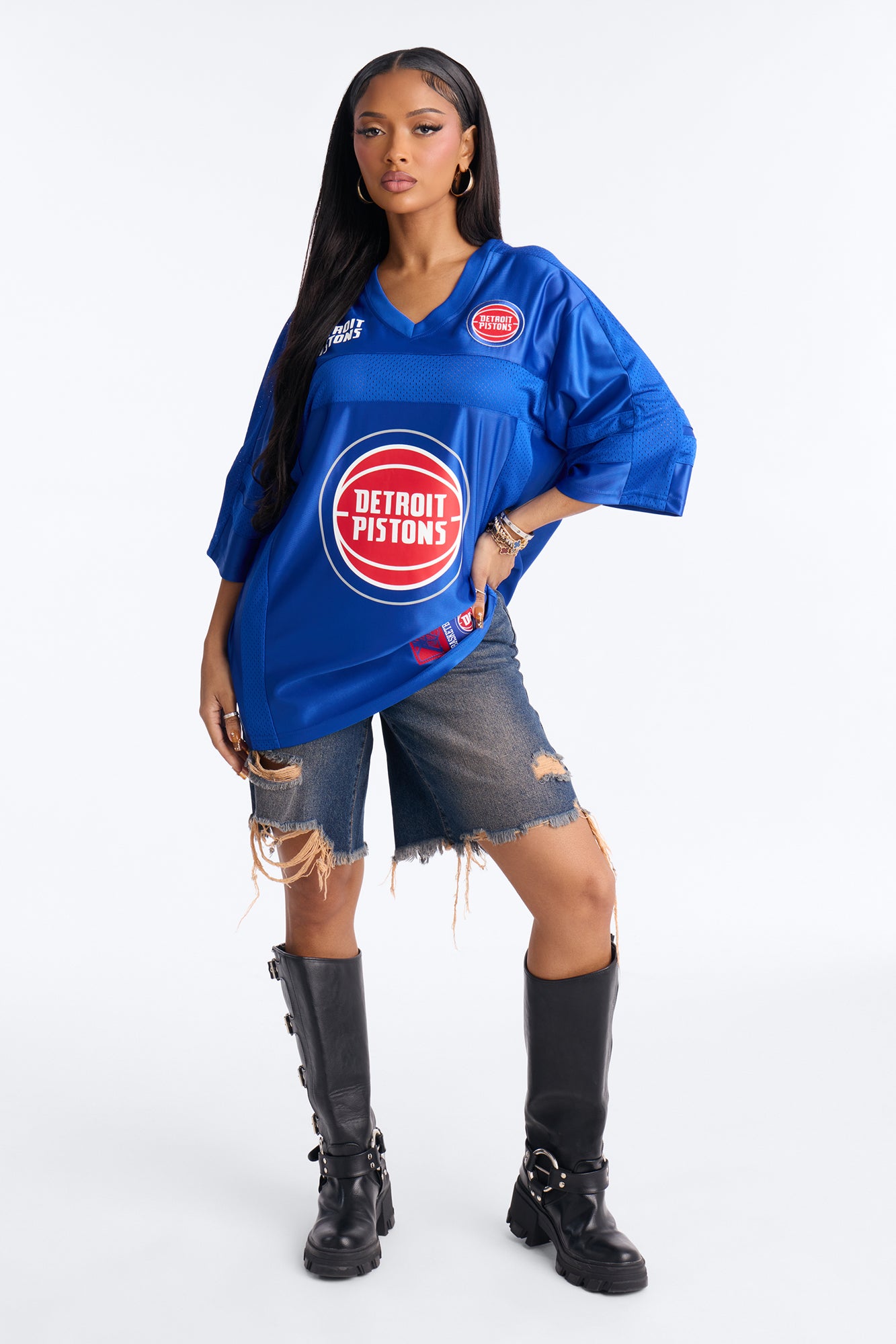 NBA Pistons Oversized Mesh Tee - Royal