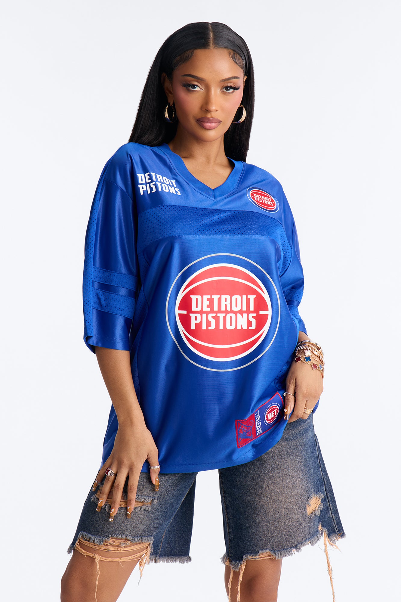 NBA Pistons Oversized Mesh Tee - Royal