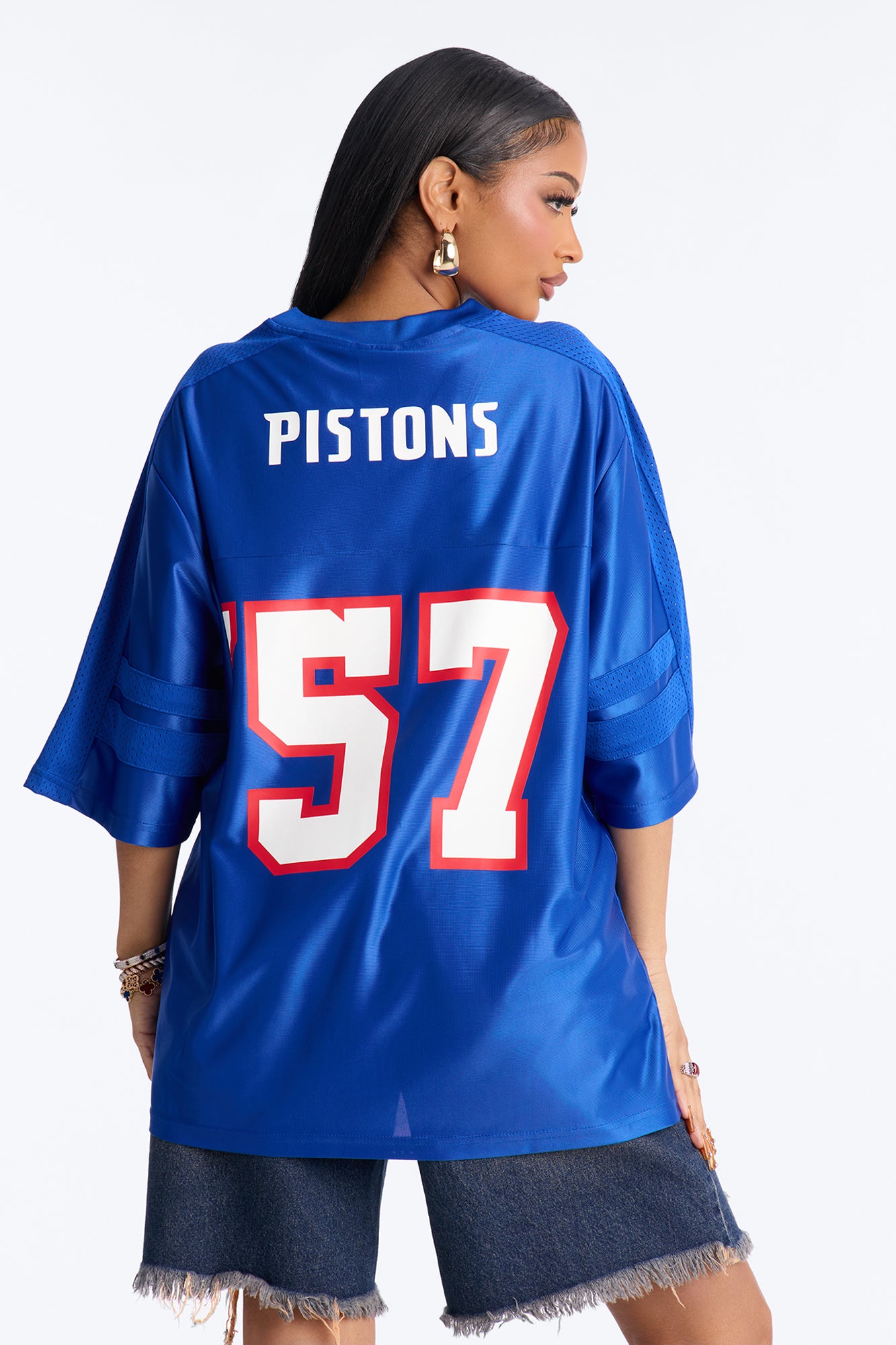NBA Pistons Oversized Mesh Tee - Royal