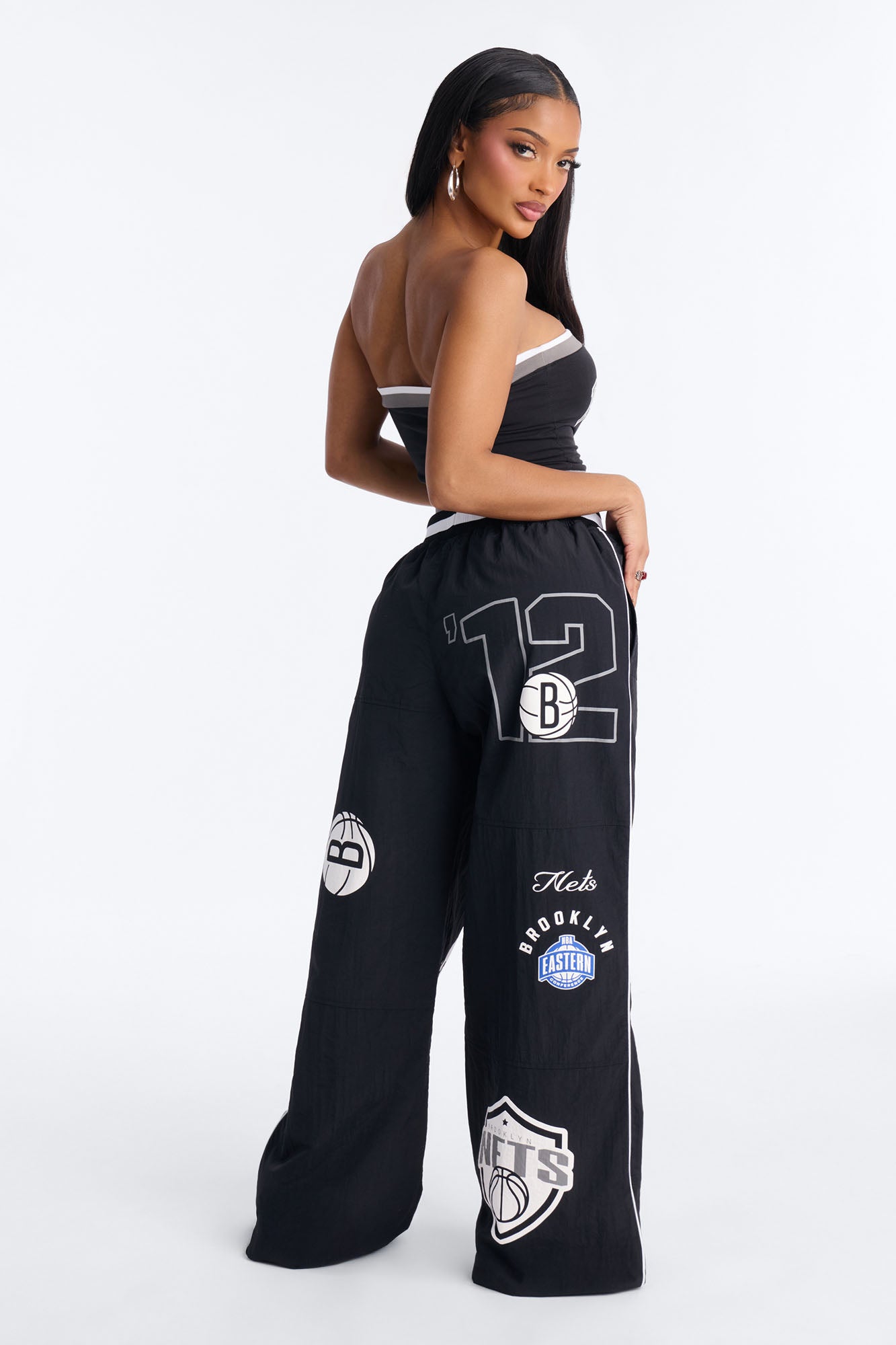 NBA Brooklyn Nets Patchwork Tube Top - Black