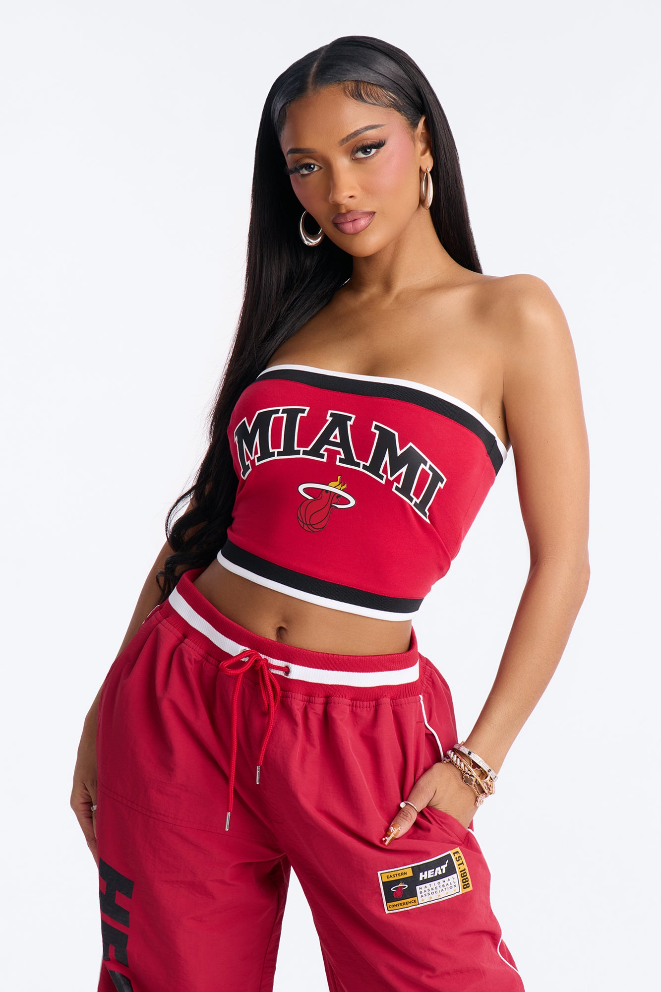 NBA Miami Heat Patchwork Tube Top - Red