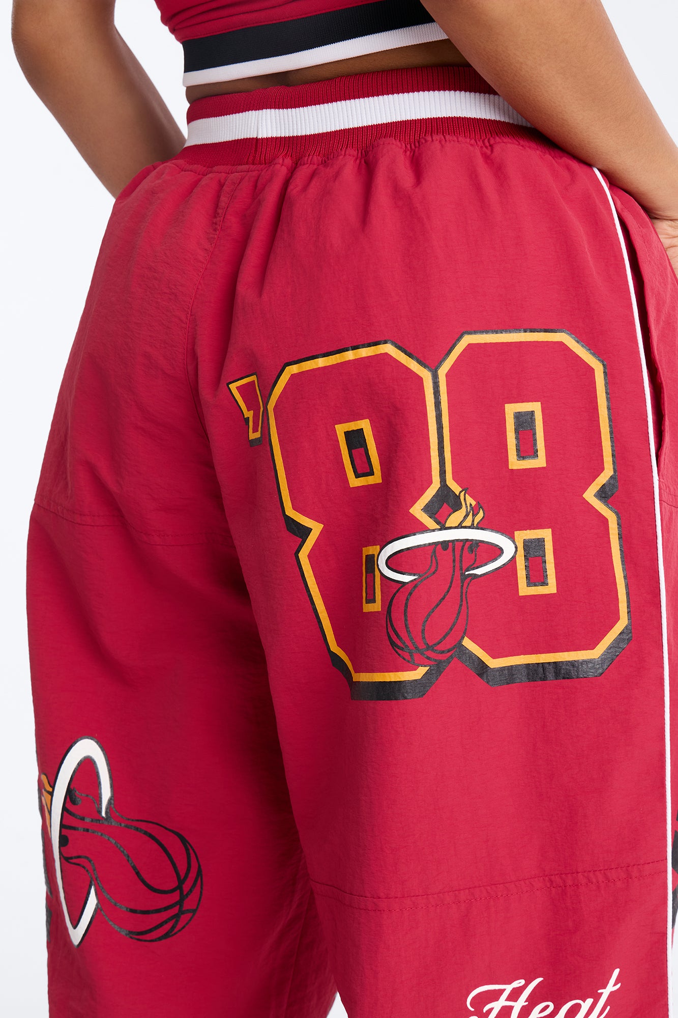 NBA Miami Heat Patchwork Cargo Wide Leg Pant - Red