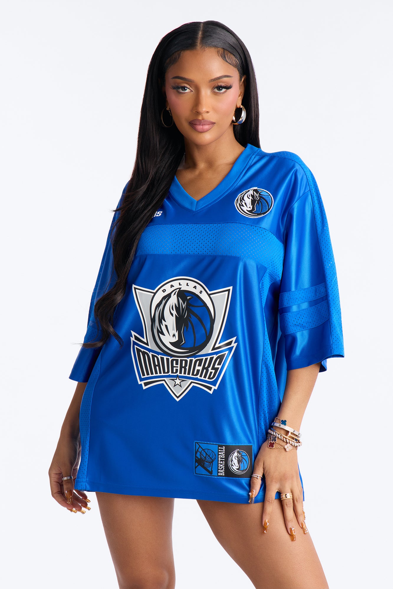 NBA Mavericks Oversized Mesh Tee - Blue