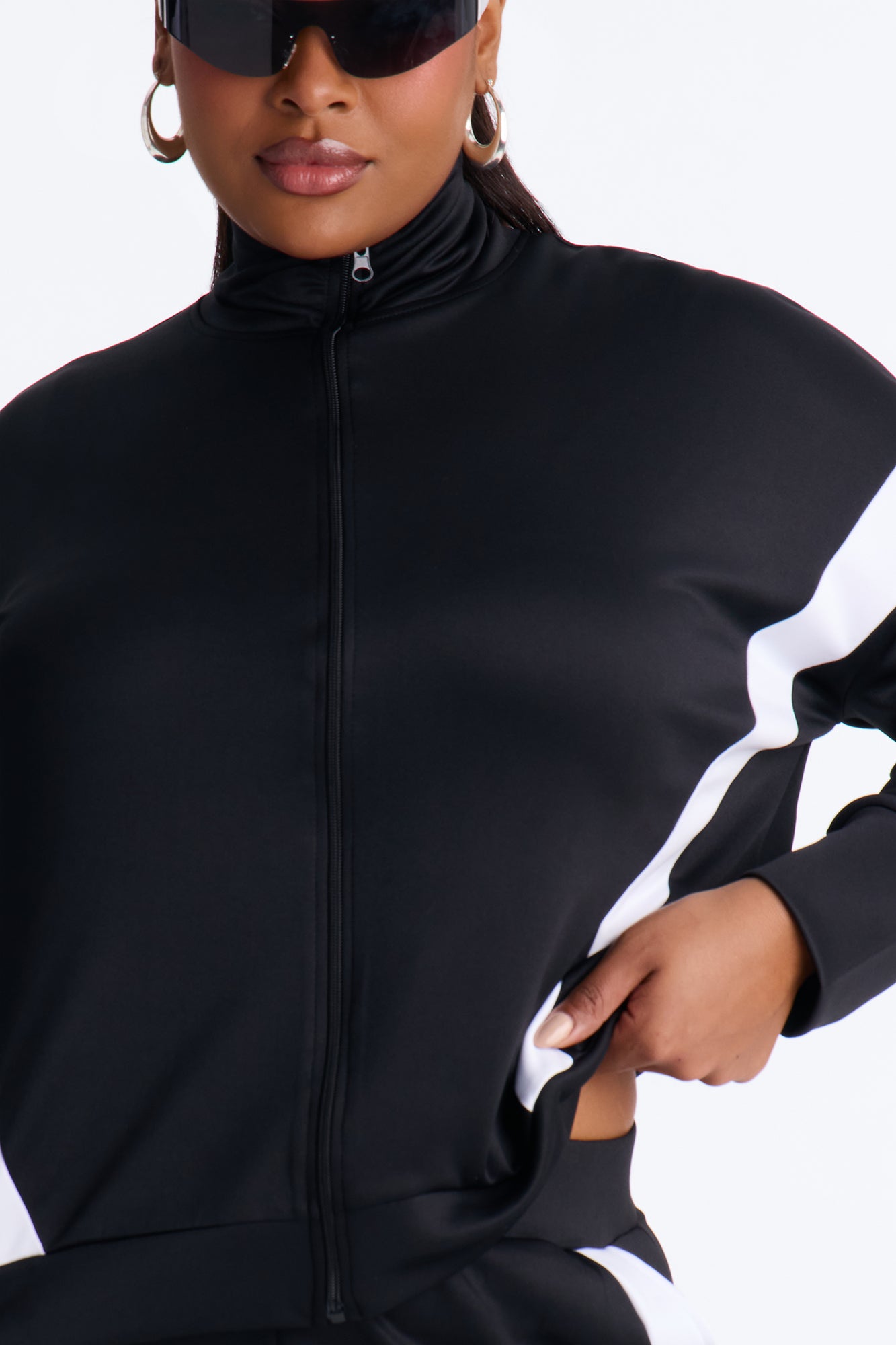 Stacy Scuba Zip Up Pant Set - Black