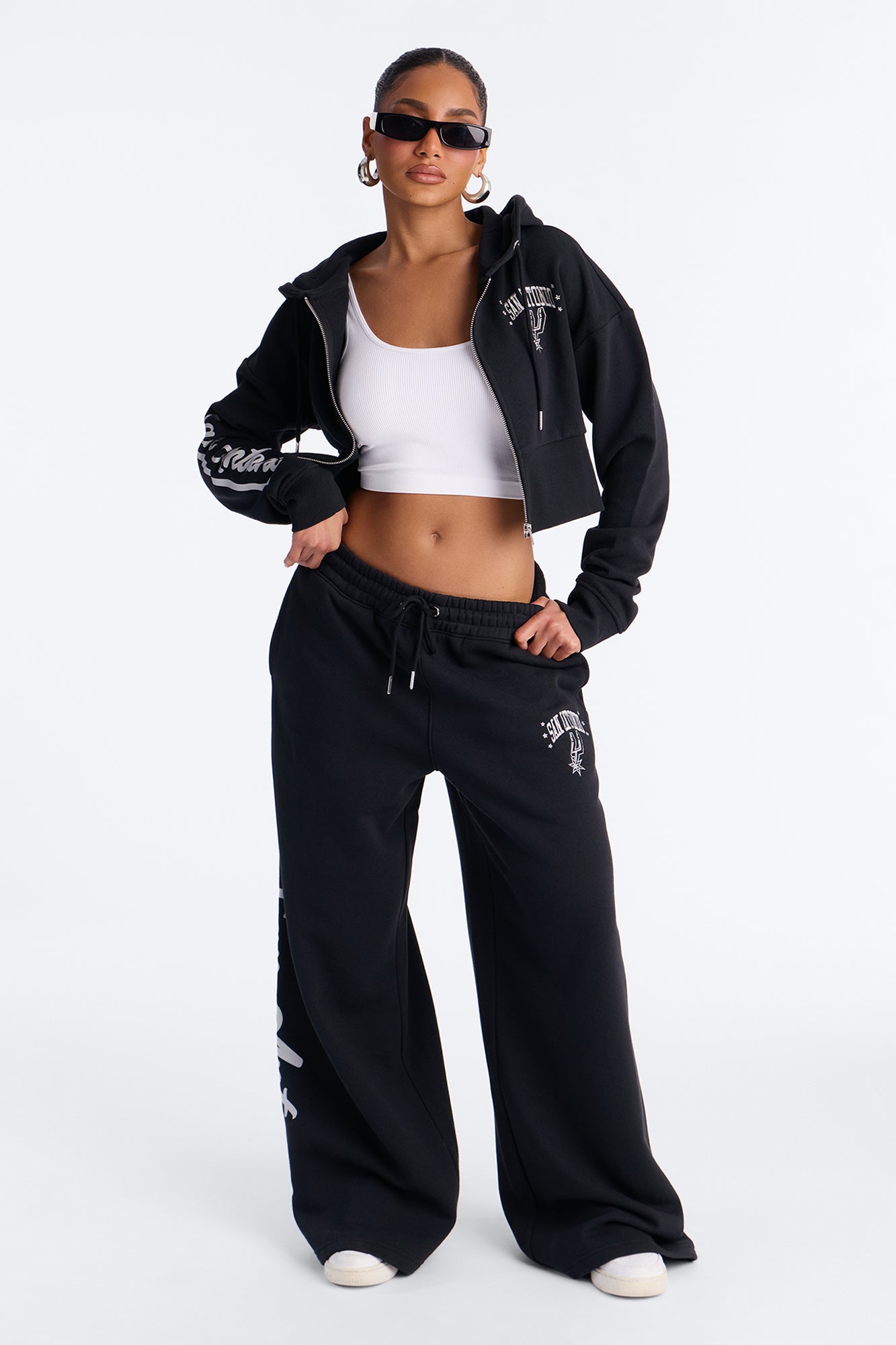 NBA San Antonio Spurs Fleece Wide Leg Pants - Black