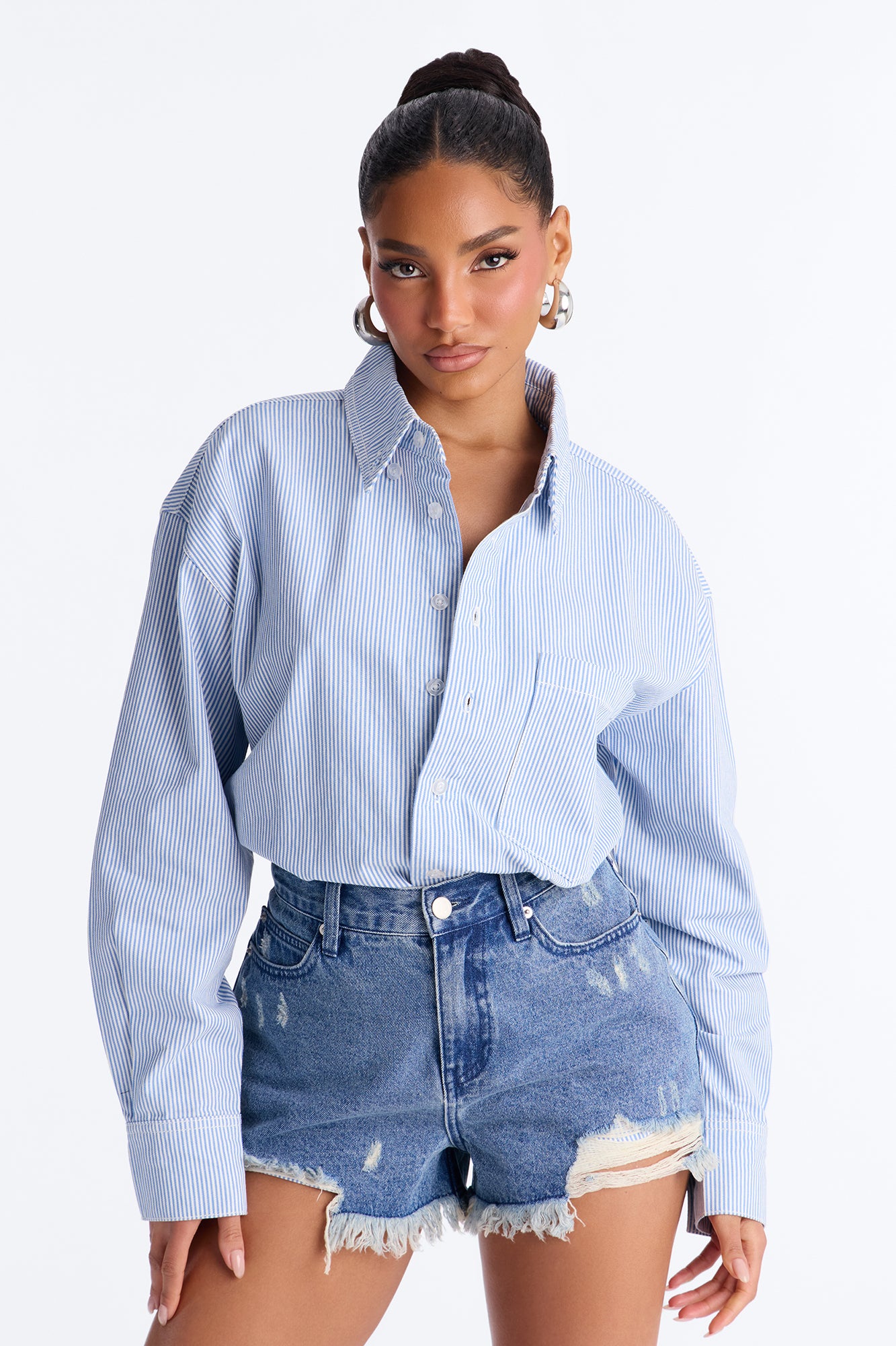 Farmers Market Cutie Striped Romper - Blue