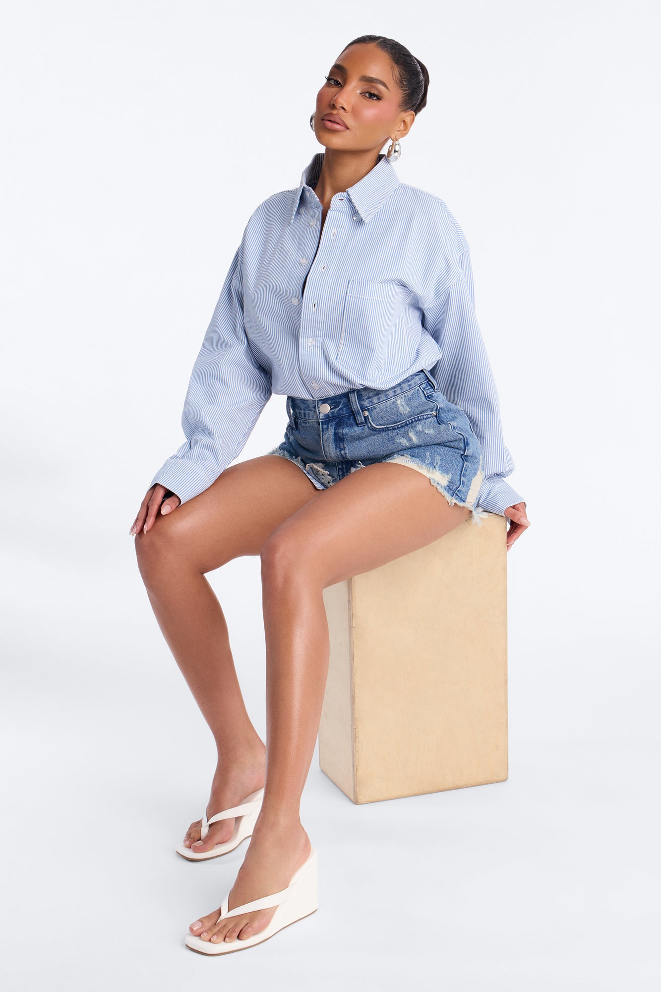 Farmers Market Cutie Striped Romper - Blue