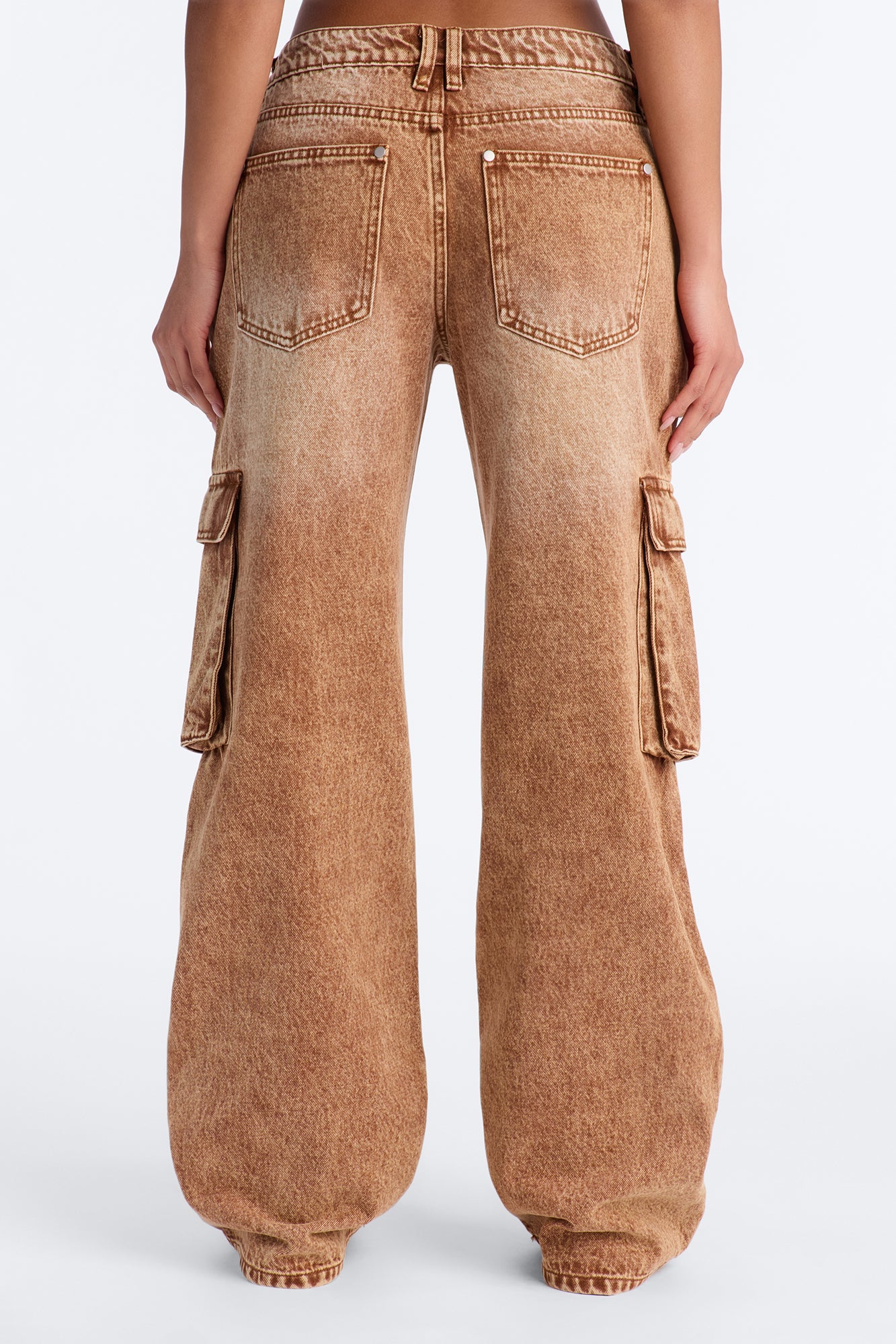 Addison Non Stretch Cargo Jeans - Brown