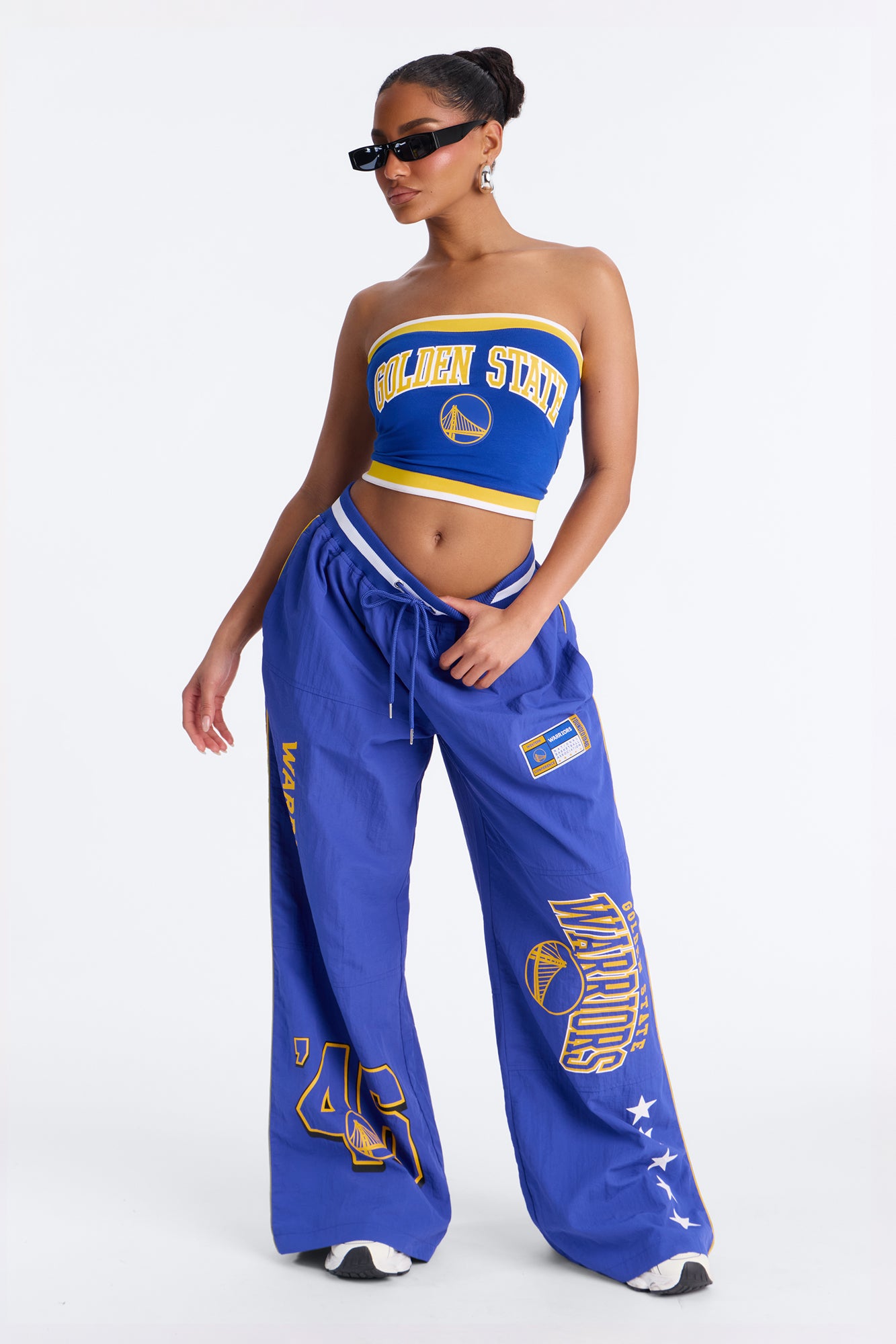 NBA Golden State Warriors Patchwork Cargo Wide Leg Pant - Royal
