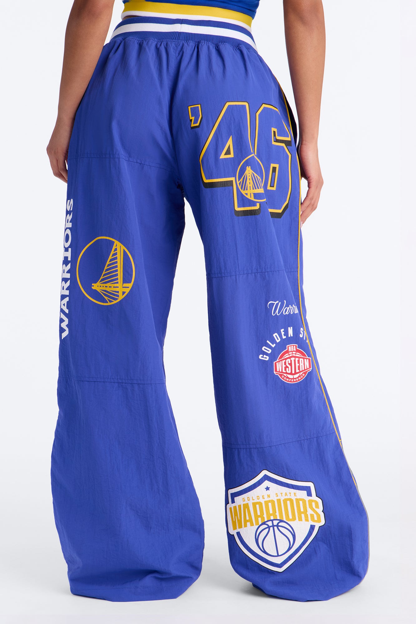 NBA Golden State Warriors Patchwork Cargo Wide Leg Pant - Royal