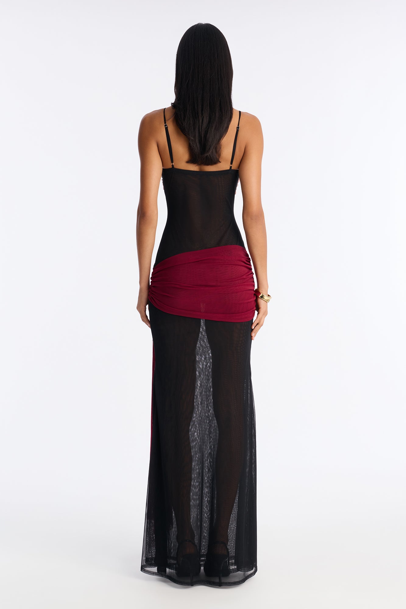 Allured By You Mesh Colorblock Maxi Dress - Black/combo
