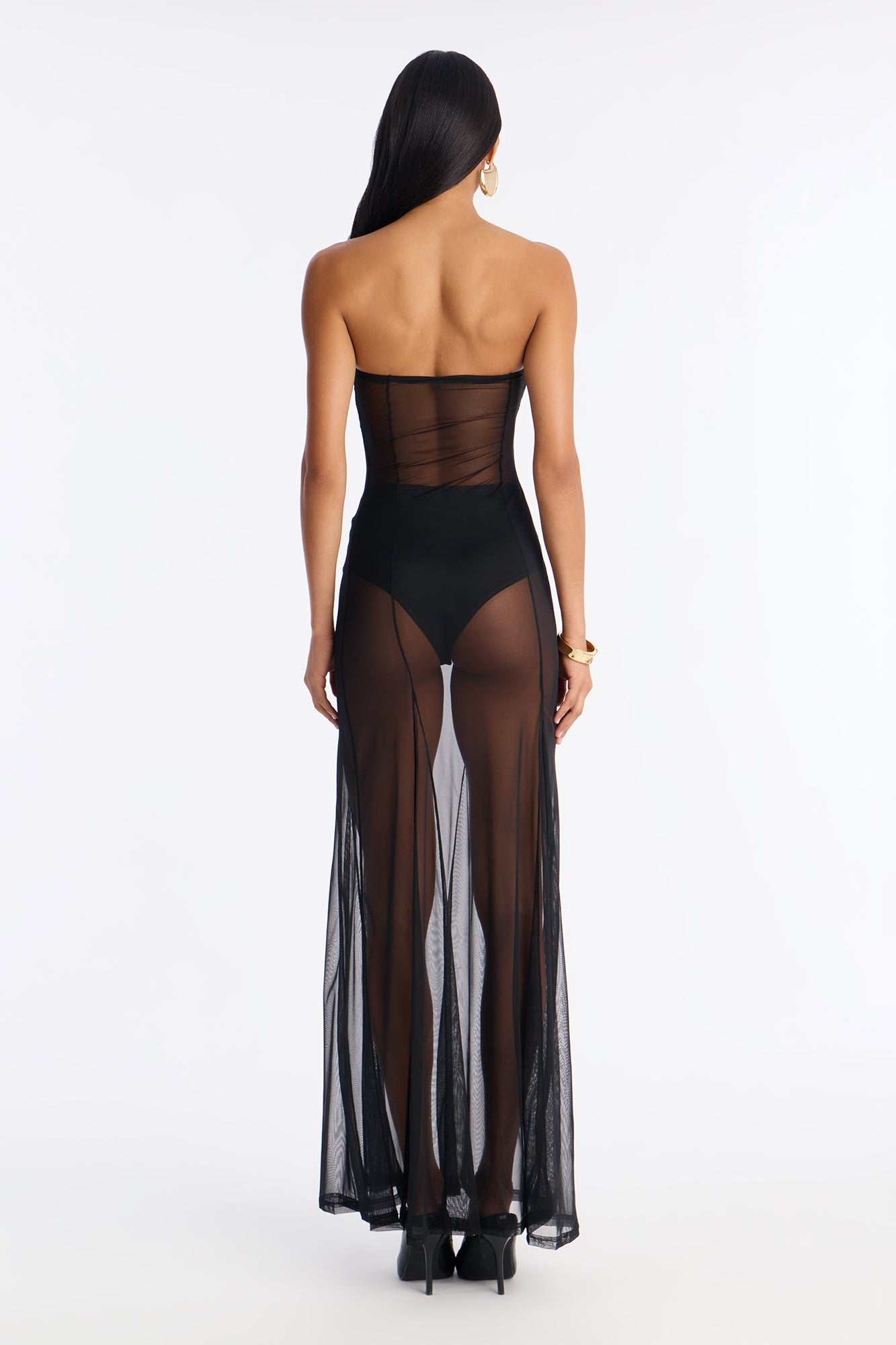 The Allure Mesh Maxi Dress - Black