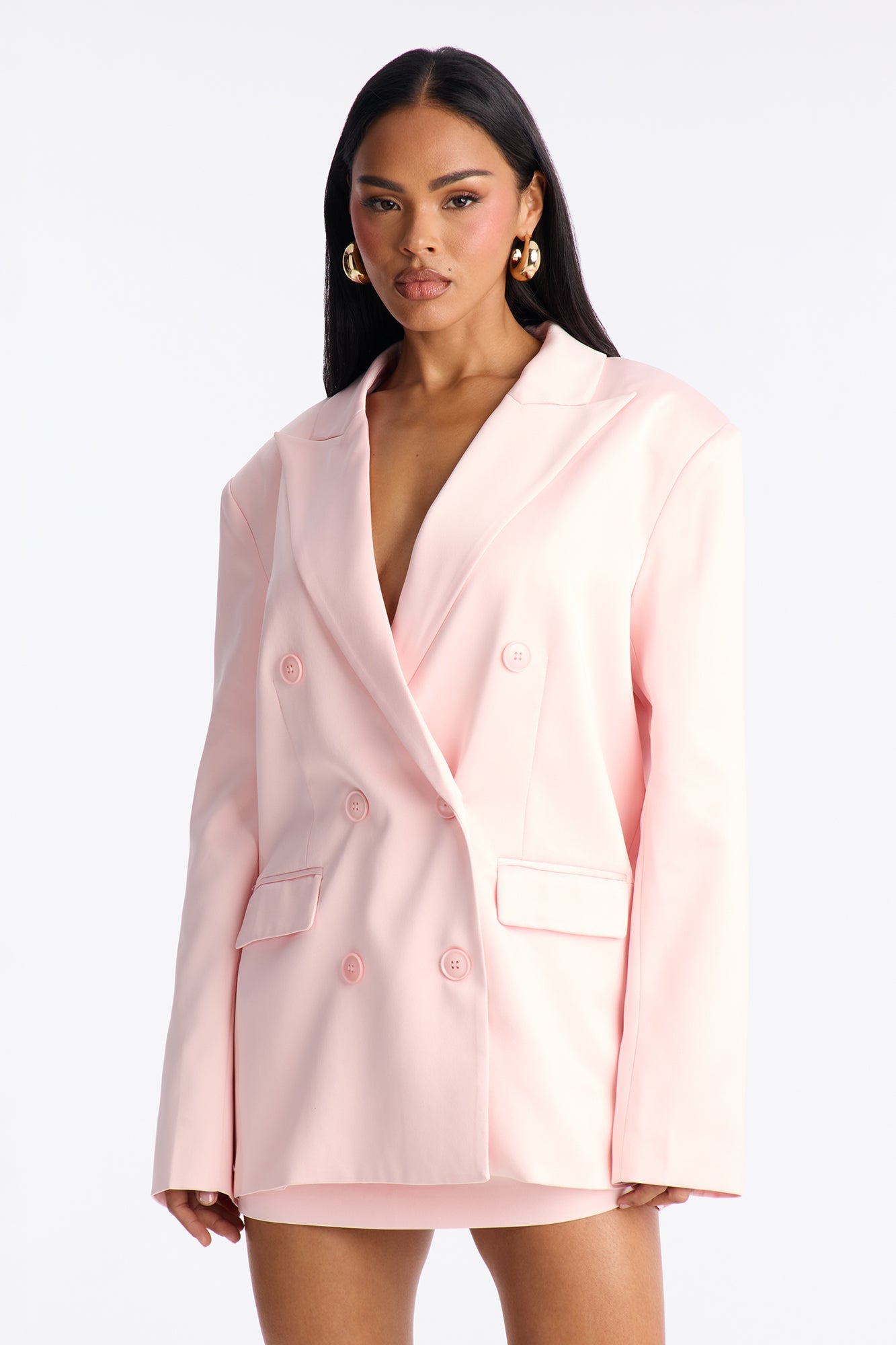 Satin Desire Blazer - Light Pink