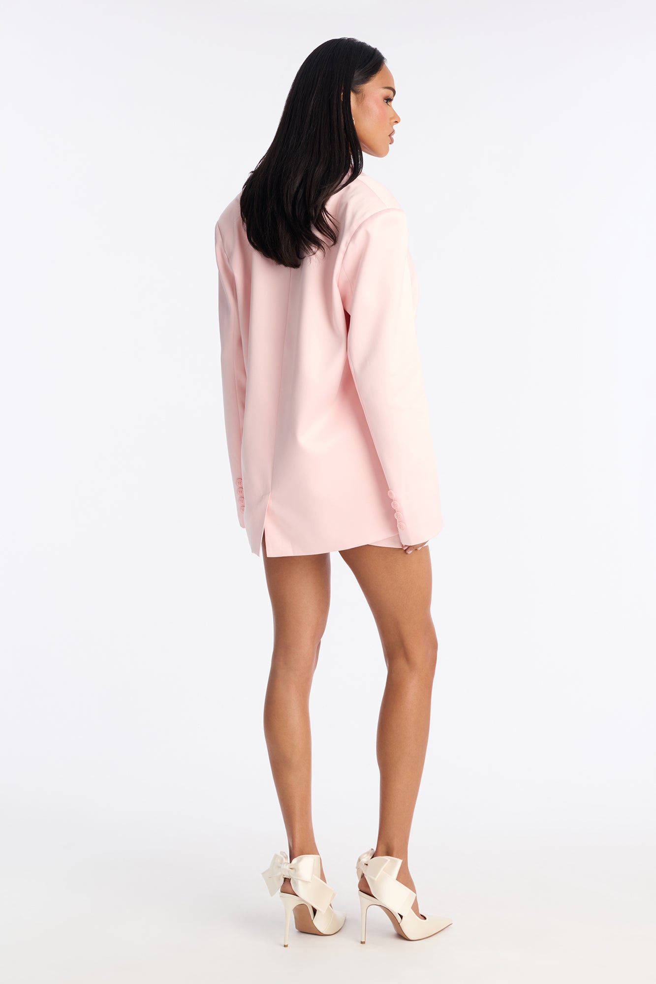 Satin Desire Blazer - Light Pink