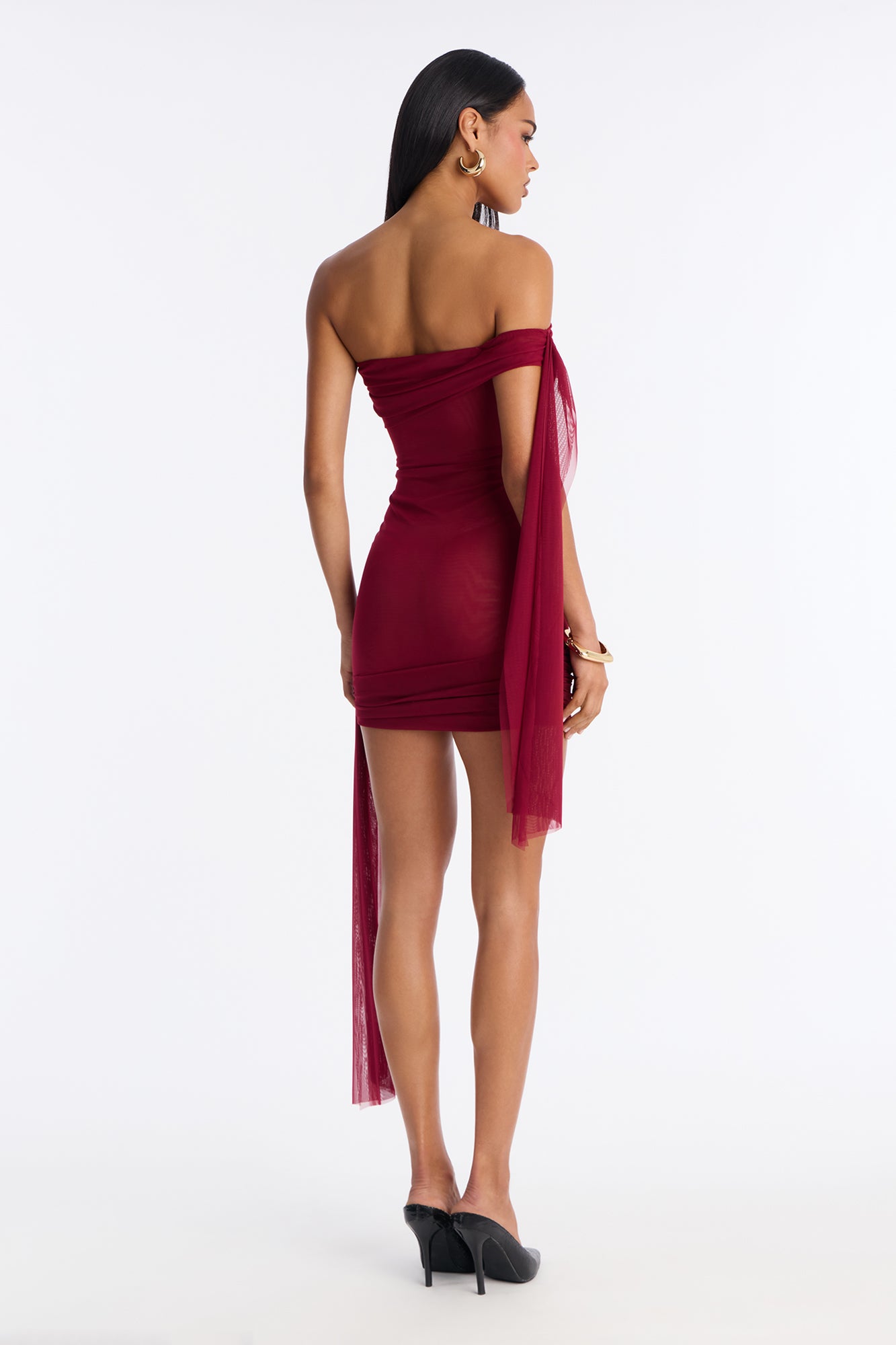 Allured By You Mesh Mini Dress - Wine